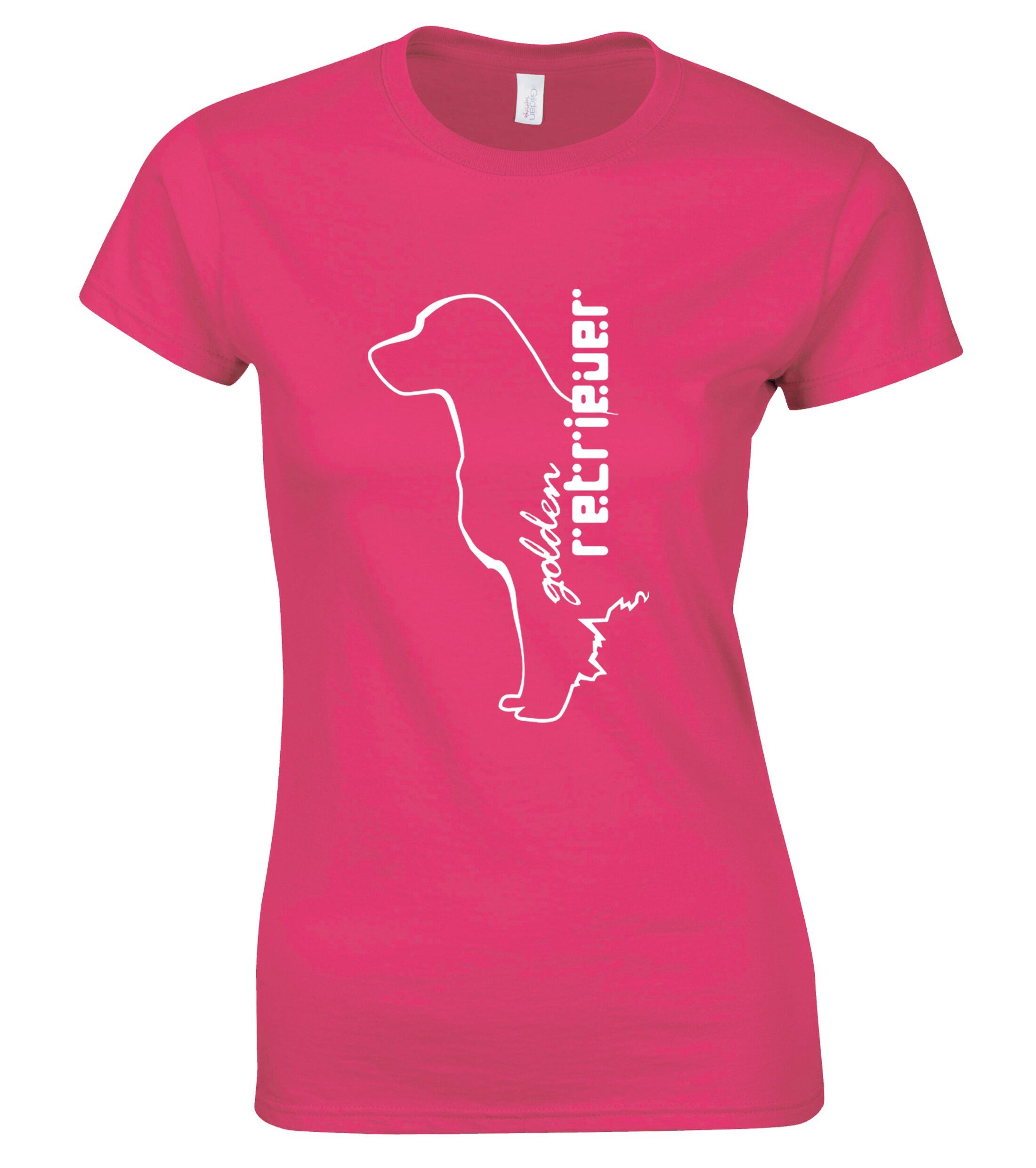 Golden Retriever Female Roundneck T-shirt with a detailed breed graphic, crafted from soft, breathable cotton and tailored with a feminine fit for stylish comfort.