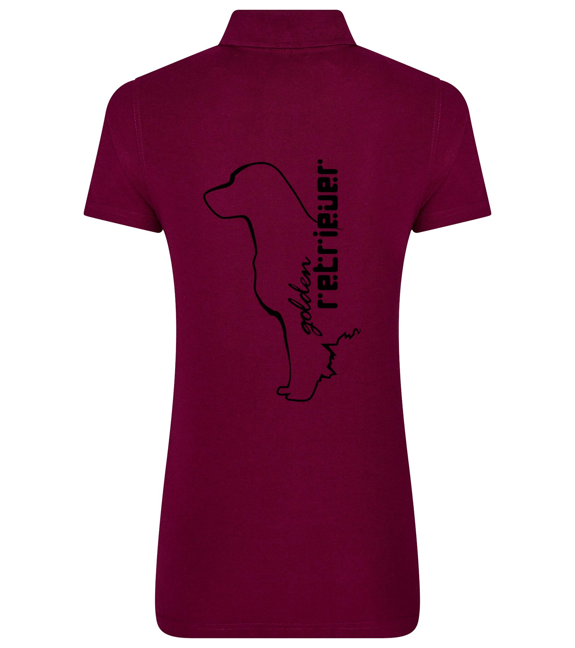 Women’s Cotton Polo with a detailed Golden Retriever graphic, crafted from breathable cotton fabric for lightweight comfort, featuring a structured collar and feminine fit for timeless style.