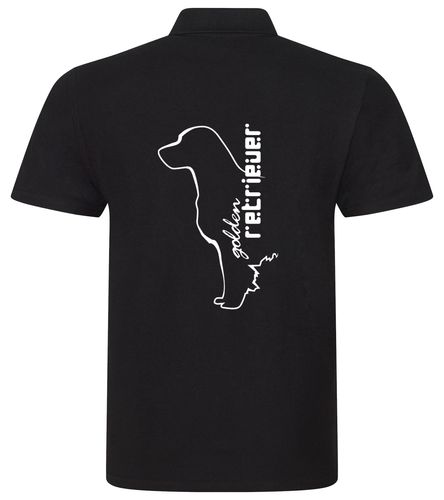 Unisex Cotton Polo with a detailed Golden Retriever graphic, crafted from breathable cotton fabric for lightweight comfort, featuring a classic polo collar and relaxed fit for versatile style.