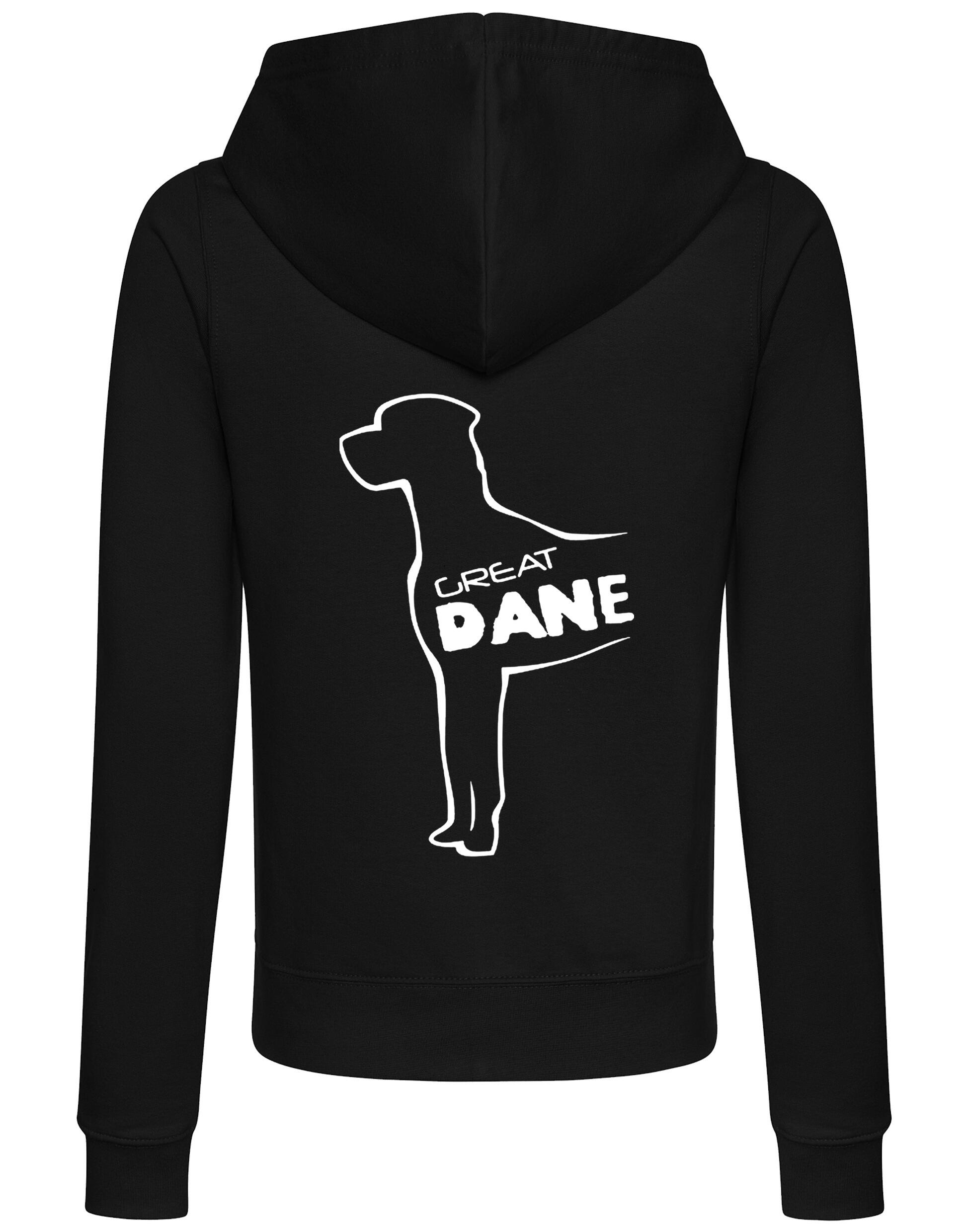Women’s zipped hoodie featuring exclusive Great Dane artwork, crafted from soft, breathable fabric with a full-zip closure, cozy hood, and functional pockets.