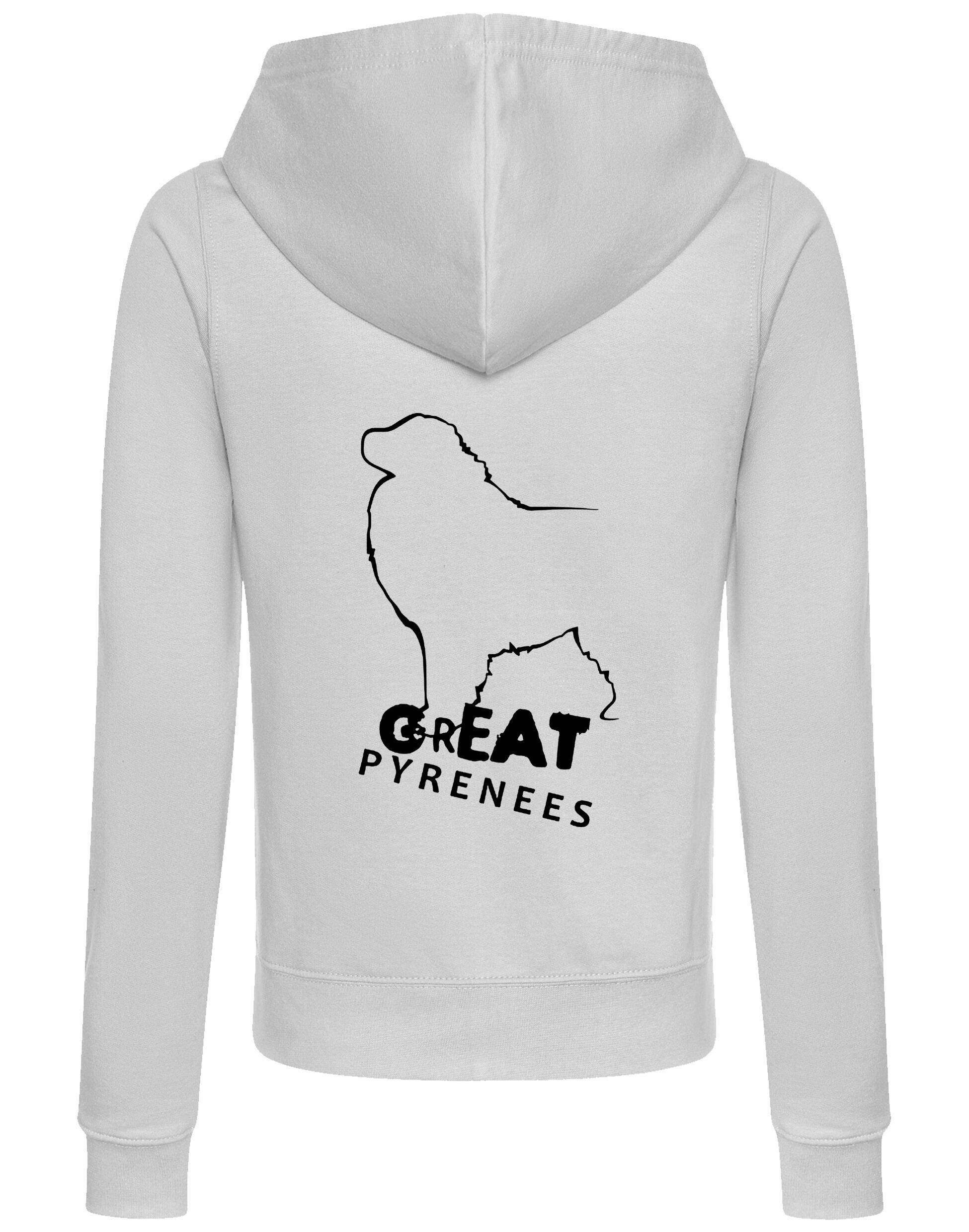 Great Pyrenees Women’s Zipped Hoodie with exclusive breed design, breathable fabric, cozy hood, and functional pockets, perfect for showcasing your love for this loyal and majestic breed.