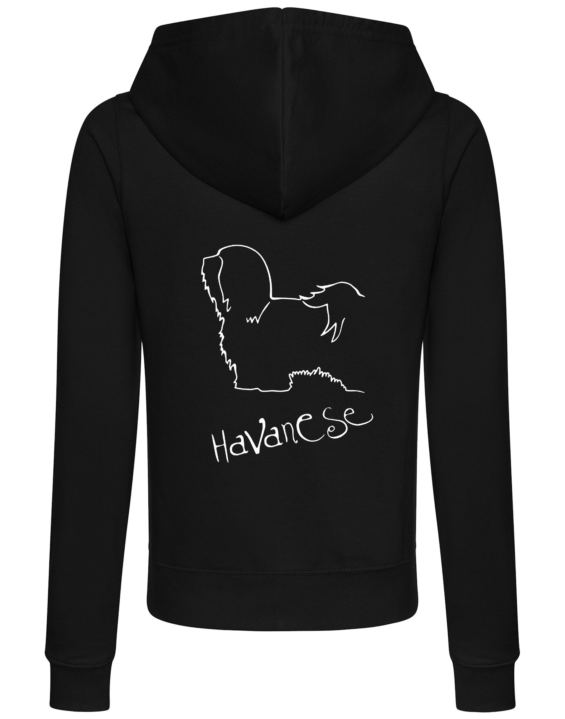 Havanese Women’s Zipped Hoodie – Stylish and cozy zipped hoodie featuring exclusive Havanese artwork, perfect for breed enthusiasts.