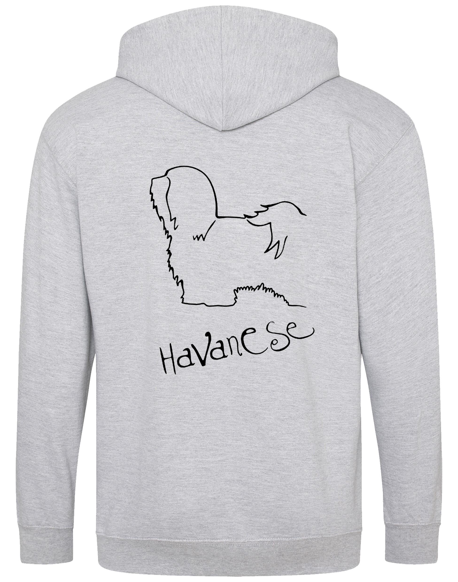 Havanese Zipped Hoodie – Cozy and stylish full-zip hoodie featuring exclusive Havanese artwork, perfect for breed enthusiasts.
