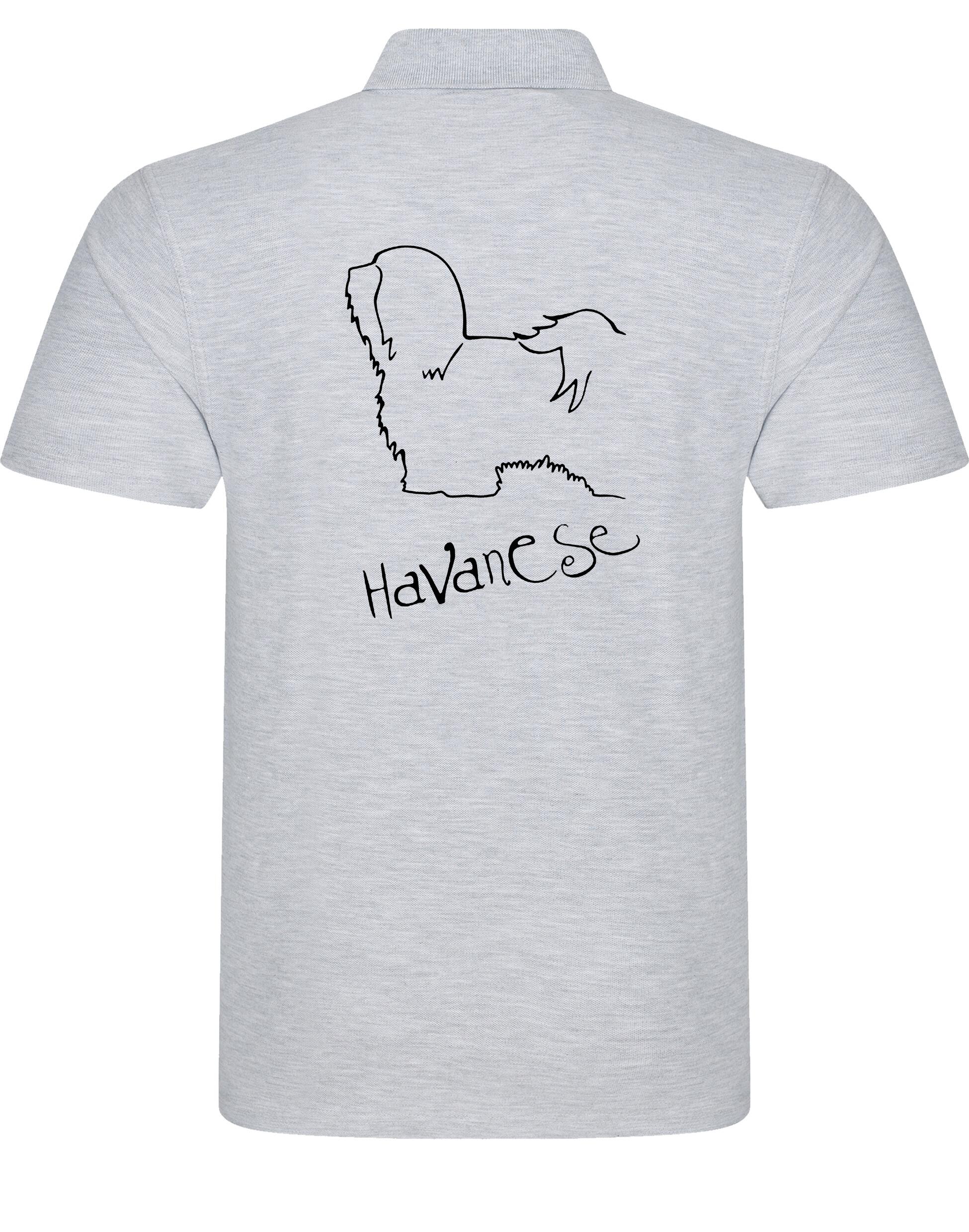 Unisex cotton polo featuring a detailed Havanese graphic – comfortable and stylish apparel for Havanese lovers.