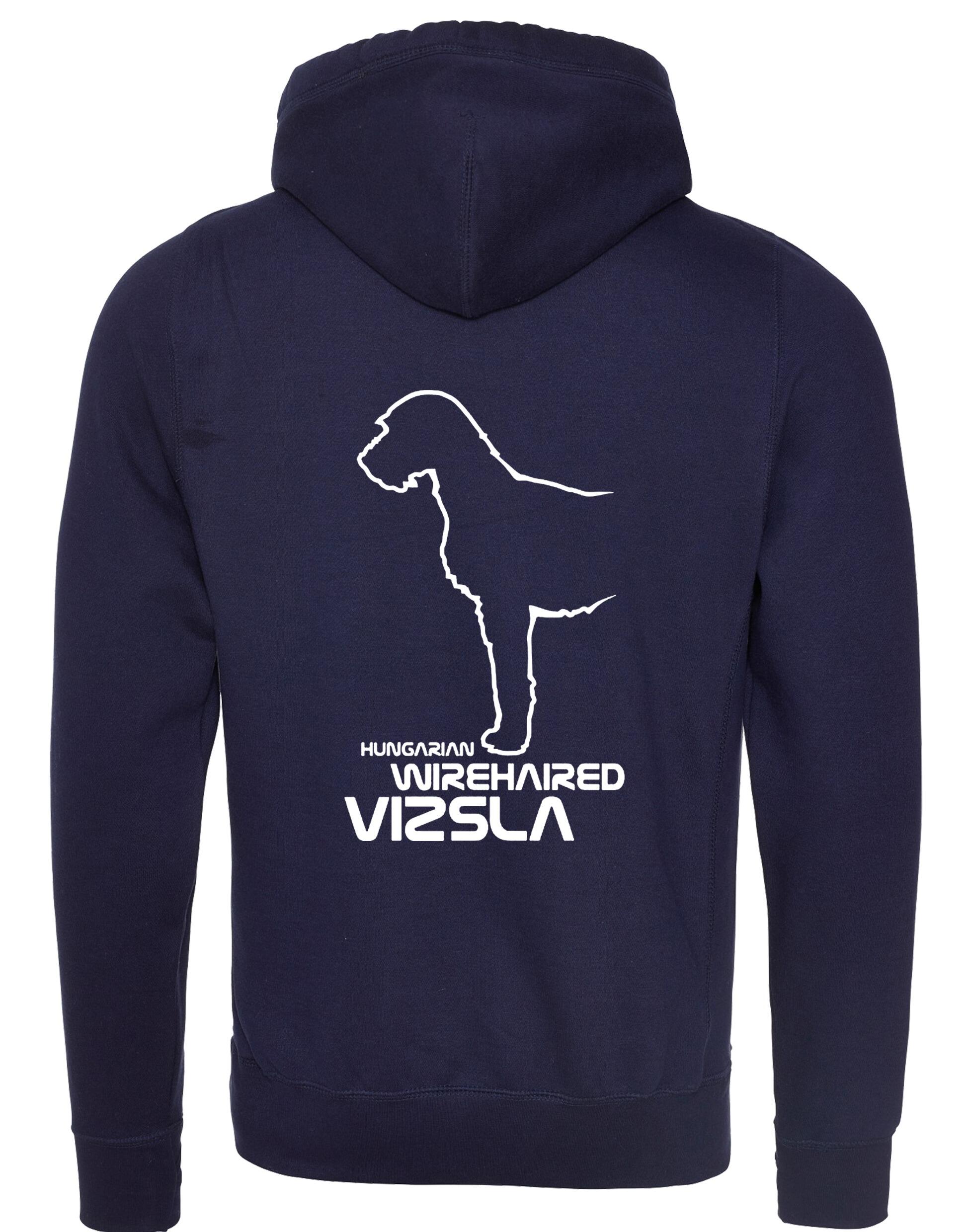 Hungarian Wirehaired Vizsla Crossneck Pullover Hoodie with exclusive breed graphic, modern design, and cozy brushed fleece fabric.