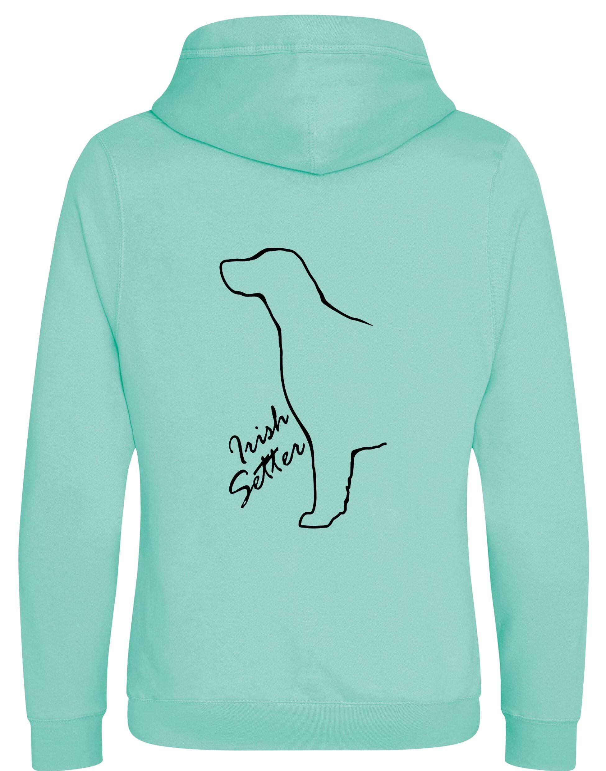 Irish Setter Crossneck Pullover Hoodie featuring detailed breed artwork, brushed fleece interior, and a modern crossneck design.