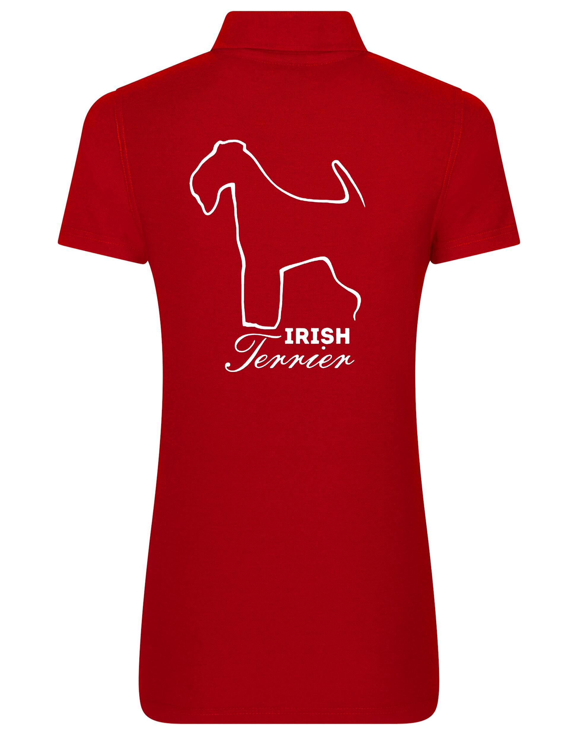 Women's Cotton Polo featuring exclusive Irish Terrier design, made from soft, breathable cotton for comfort and style.