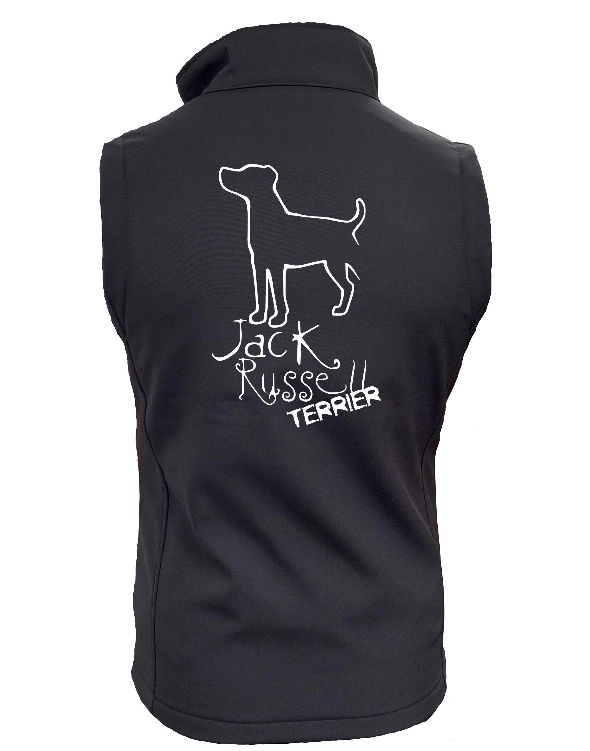 Jack Russell Terrier Women’s Softshell Jacket featuring exclusive breed artwork, feminine fit, water-resistant fabric, and fleece-lined interior for stylish comfort.