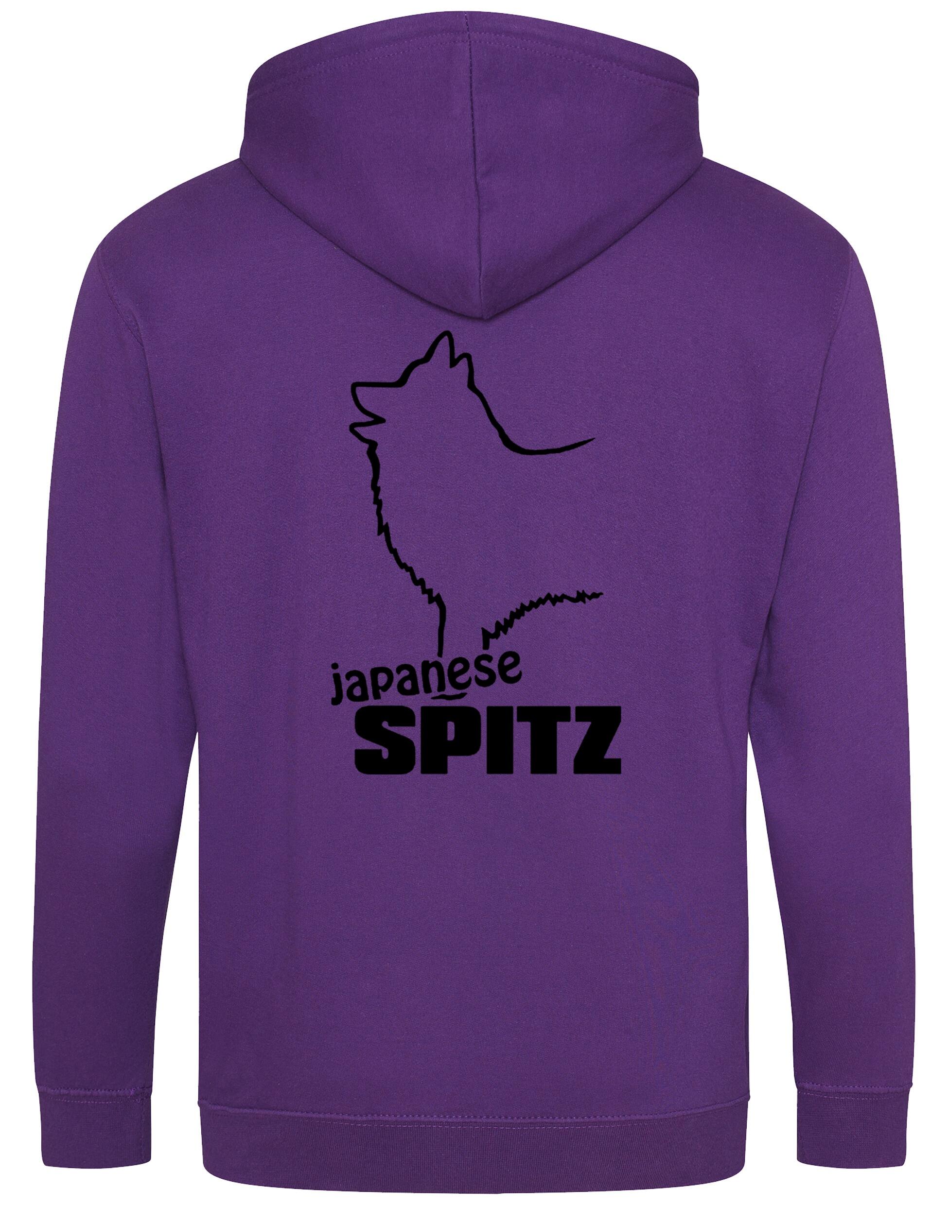 Zipped hoodie featuring exclusive Japanese Spitz artwork, a cozy hood, and practical pockets, designed for breed enthusiasts.