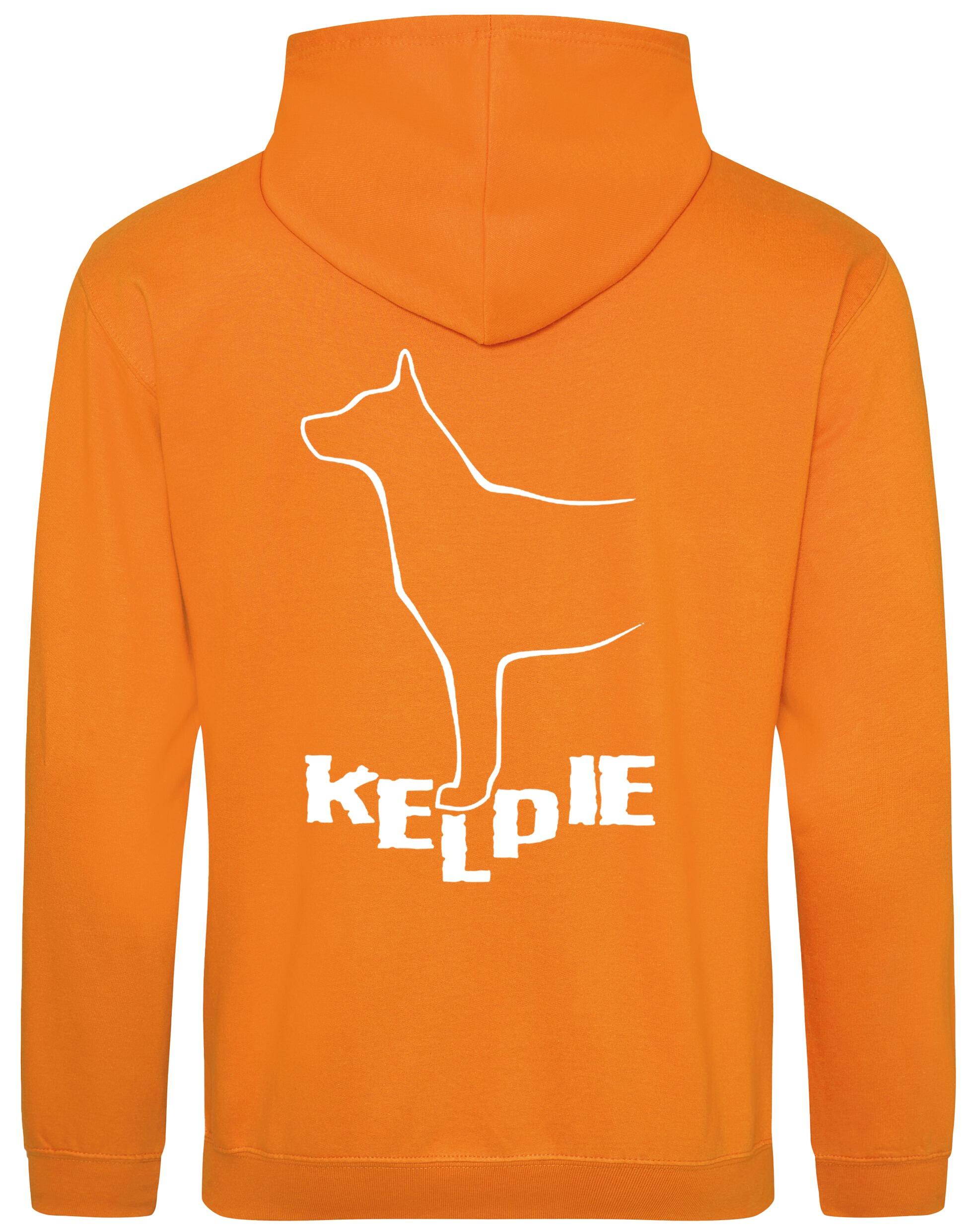 Kelpi Design Pullover Hoodie featuring exclusive breed-inspired artwork, cozy fleece interior, and personalization options for dog lovers.
