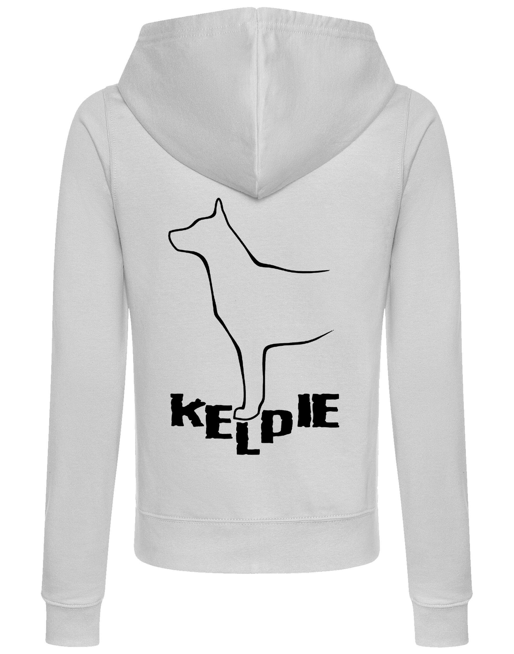 Kelpi Women’s Zipped Hoodie with exclusive breed-inspired artwork, breathable fabric, and practical features for stylish comfort.
