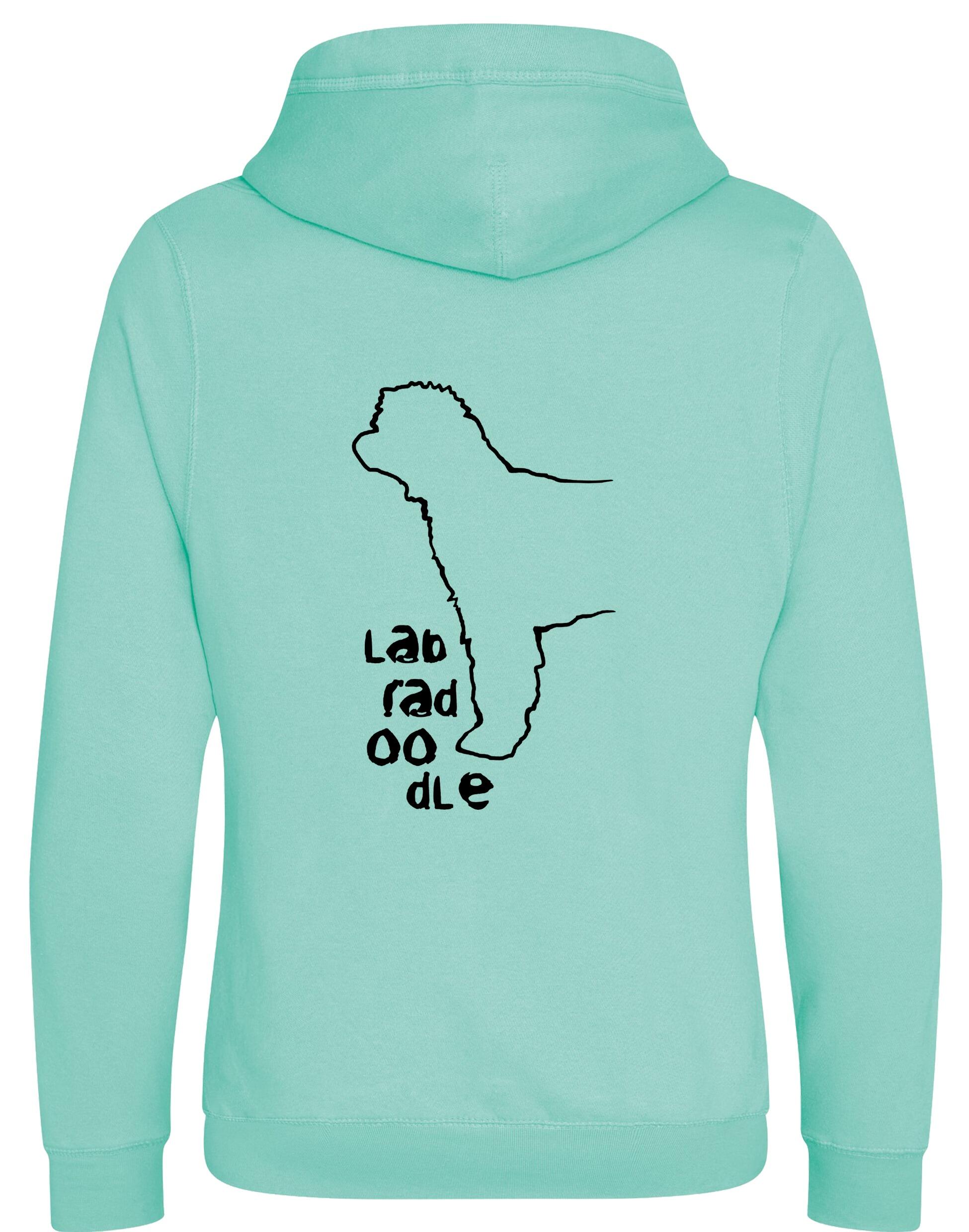 Labradoodle Crossneck Pullover Hoodie with exclusive breed artwork, cozy brushed fleece, and practical kangaroo pocket.