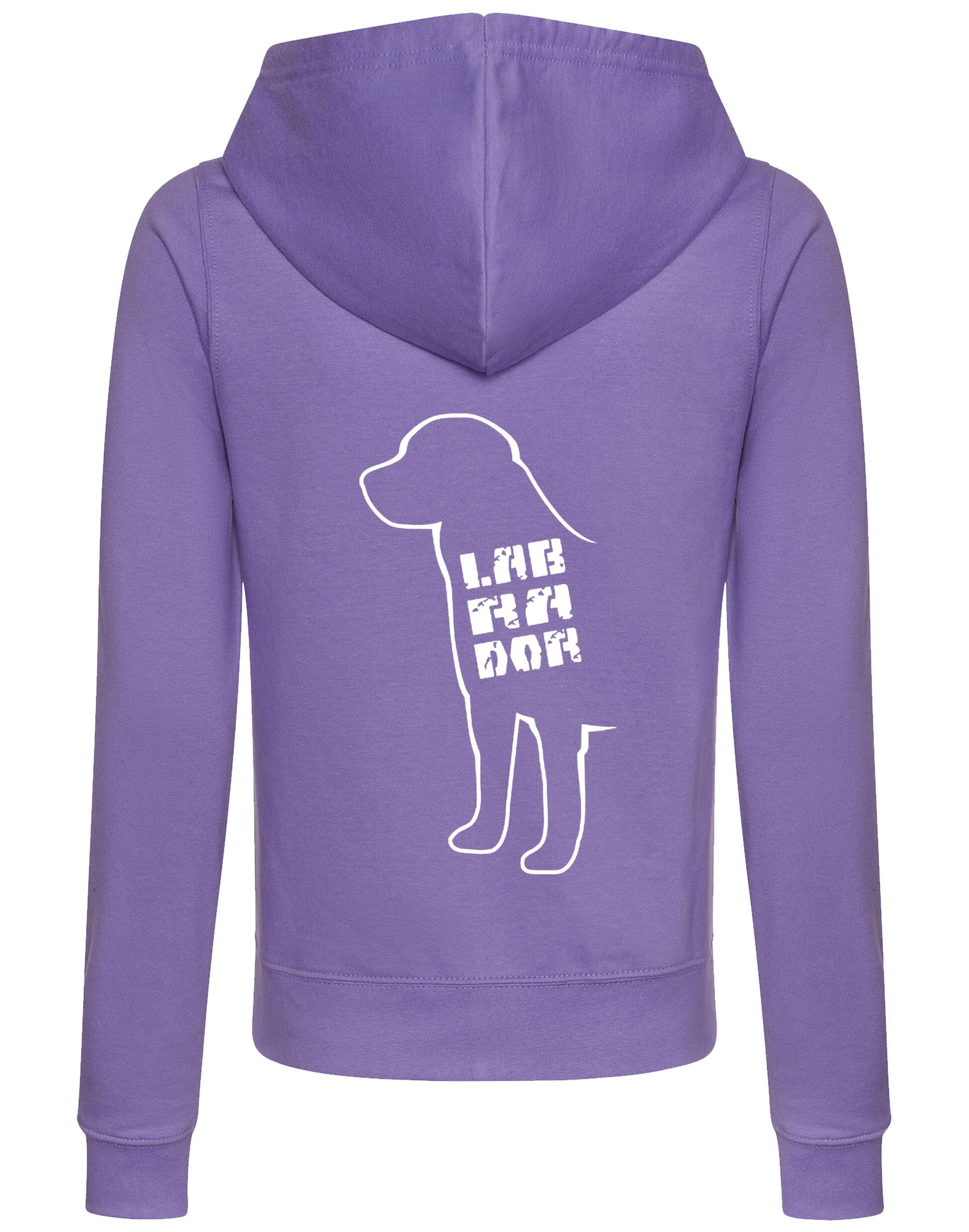 Women’s zipped hoodie featuring exclusive Labrador artwork, designed with breathable fabric and a flattering fit for Labrador enthusiasts.