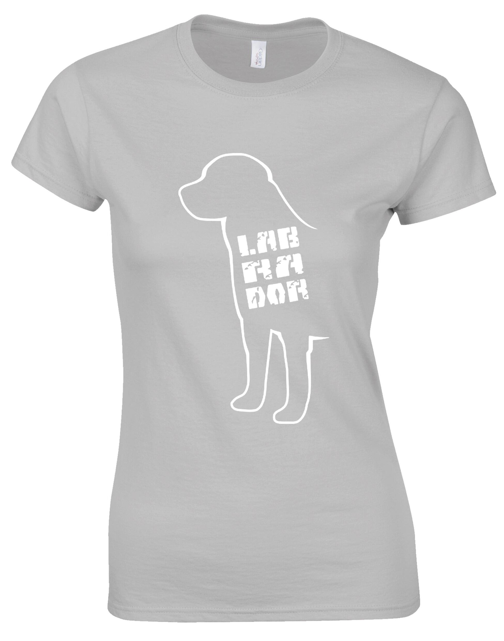 Female roundneck T-shirt featuring exclusive Labrador breed artwork, offering a stylish and comfortable way to showcase your Labrador pride.
