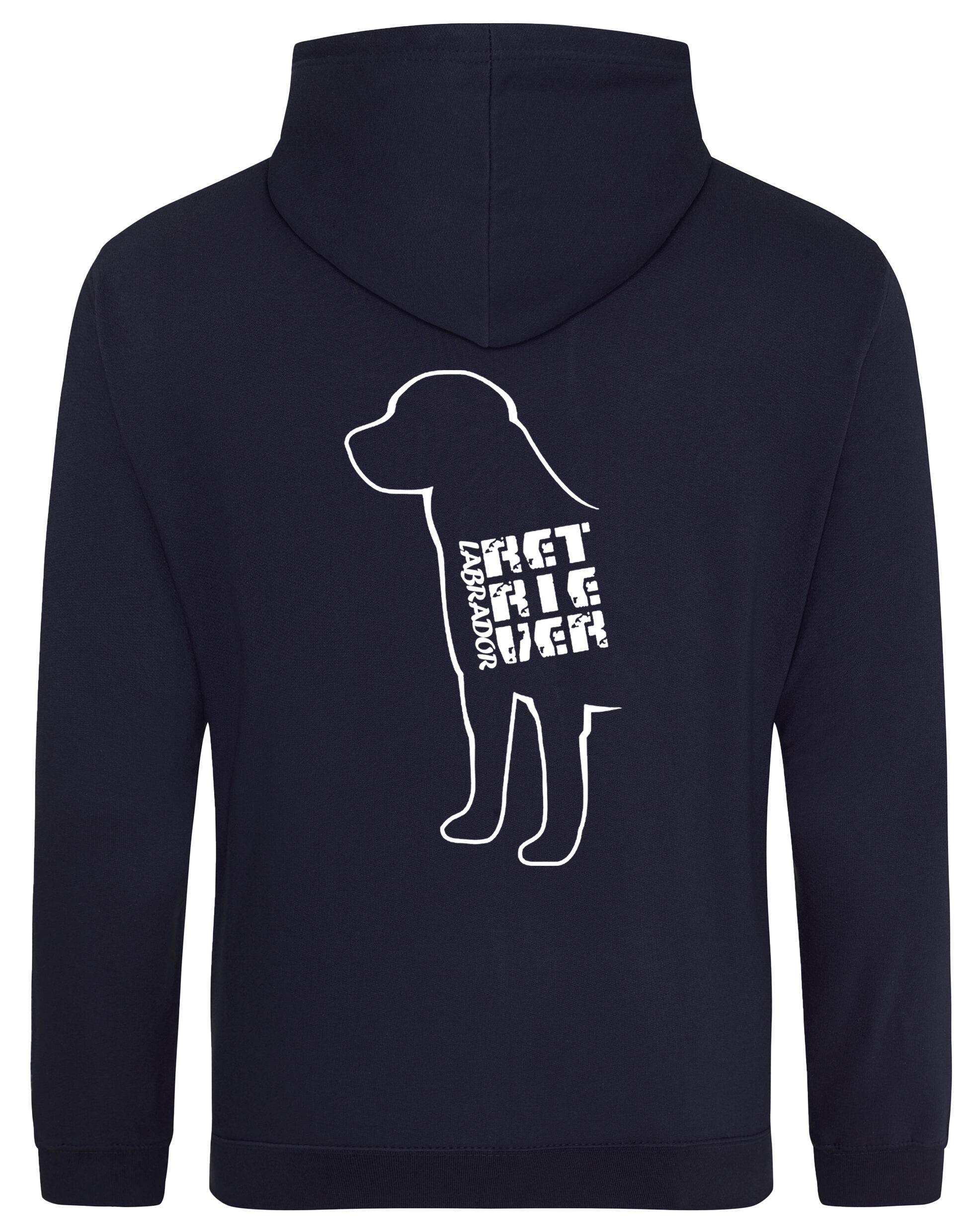 Pullover hoodie with exclusive Labrador Retriever artwork, featuring a brushed fleece interior, kangaroo pocket, and personalization options for ultimate comfort and style.