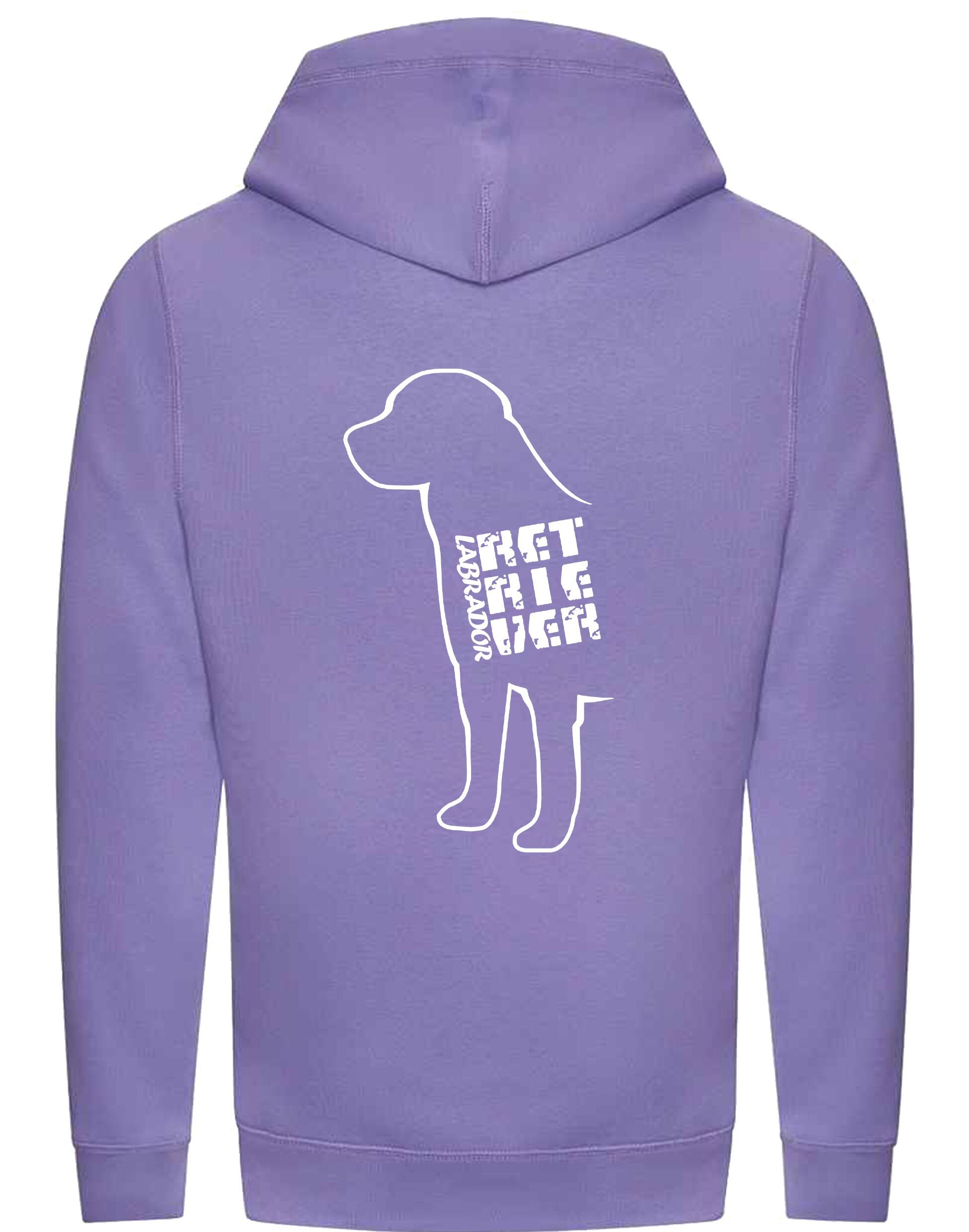 Unisex crossneck pullover hoodie featuring exclusive Labrador Retriever artwork on the back, crafted from heavy-blend fabric with a brushed fleece interior and practical kangaroo pocket.