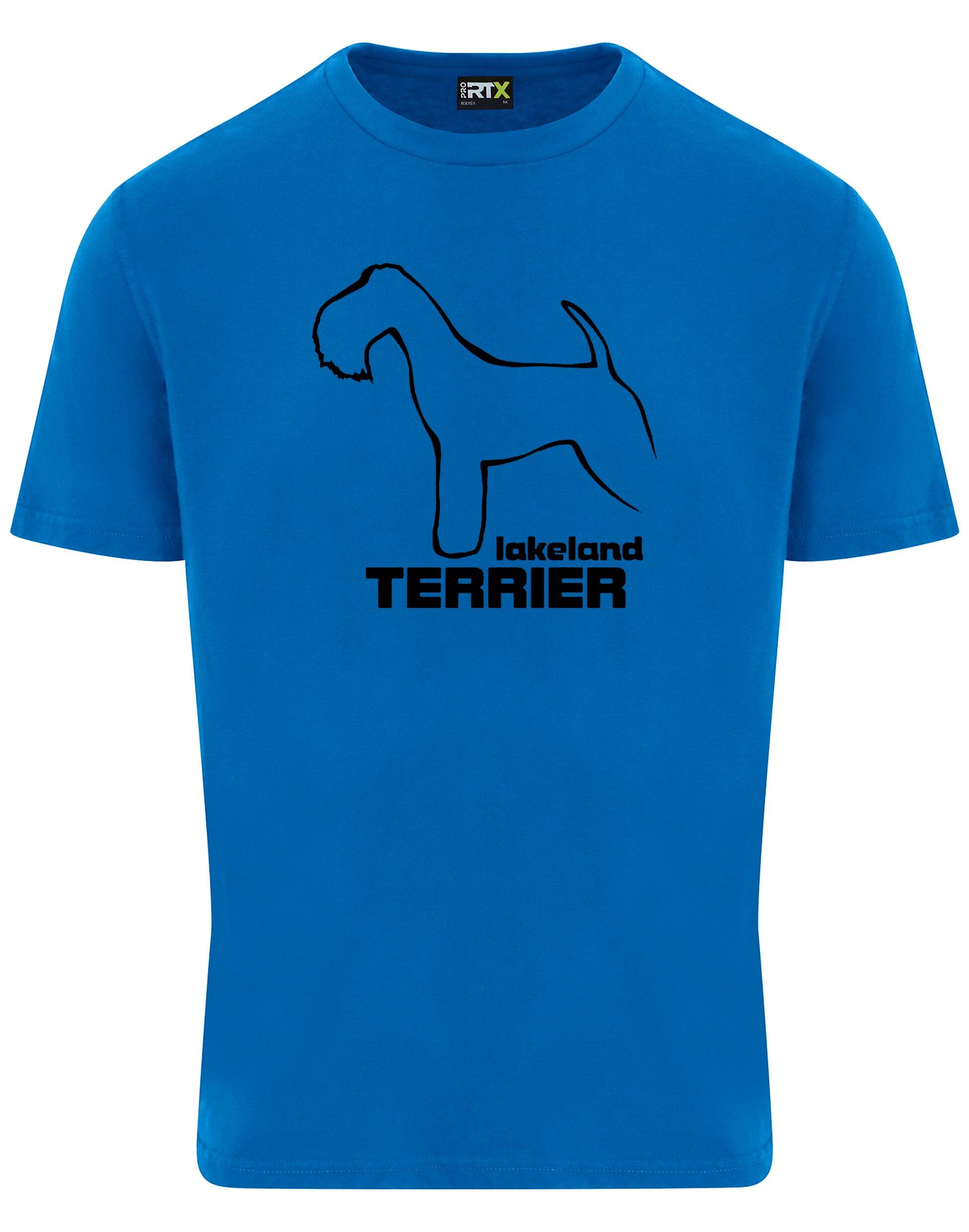 Unisex roundneck T-shirt featuring an exclusive Lakeland Terrier design in premium cotton fabric.