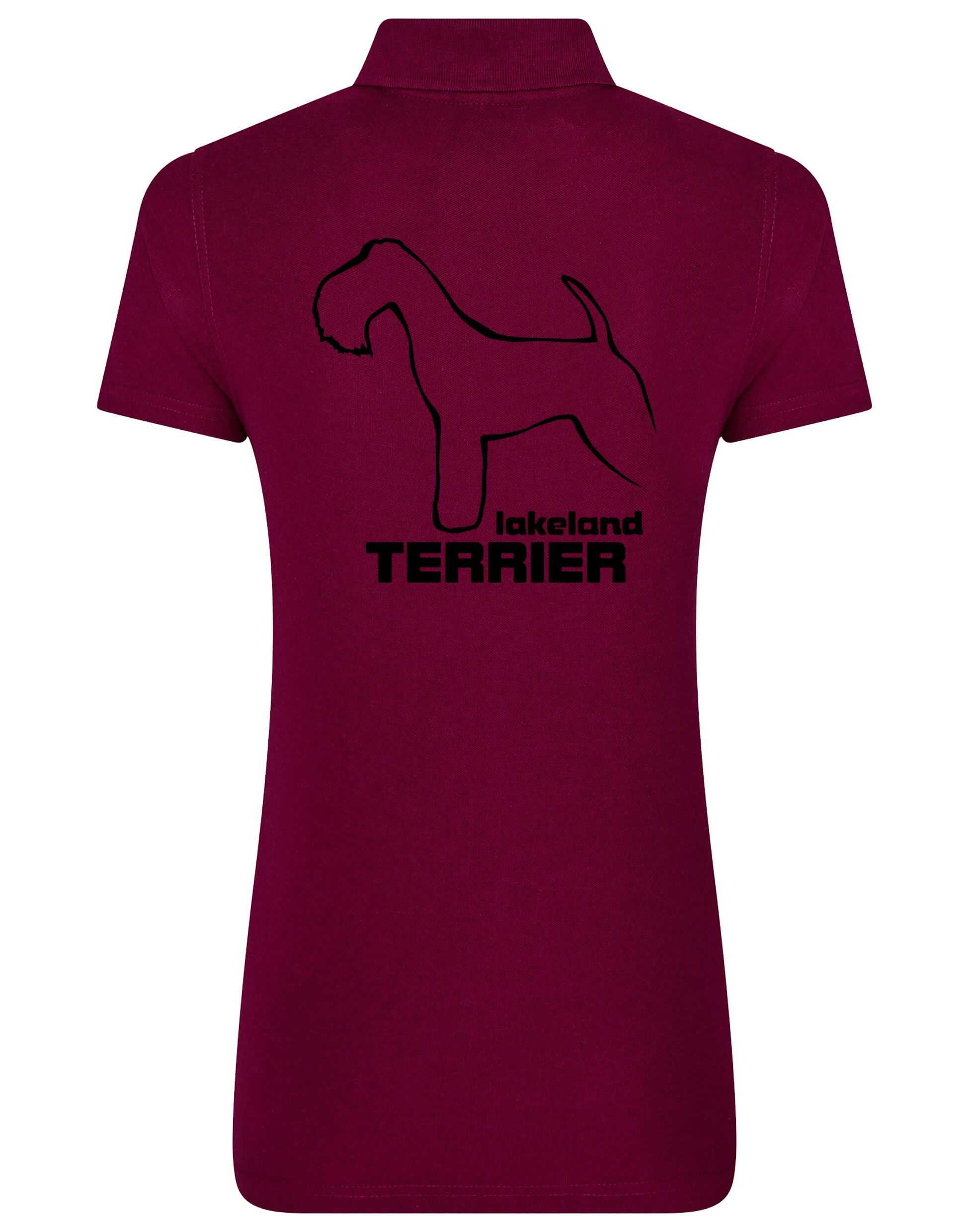 Women's cotton polo featuring an exclusive Lakeland Terrier design with a flattering fit.