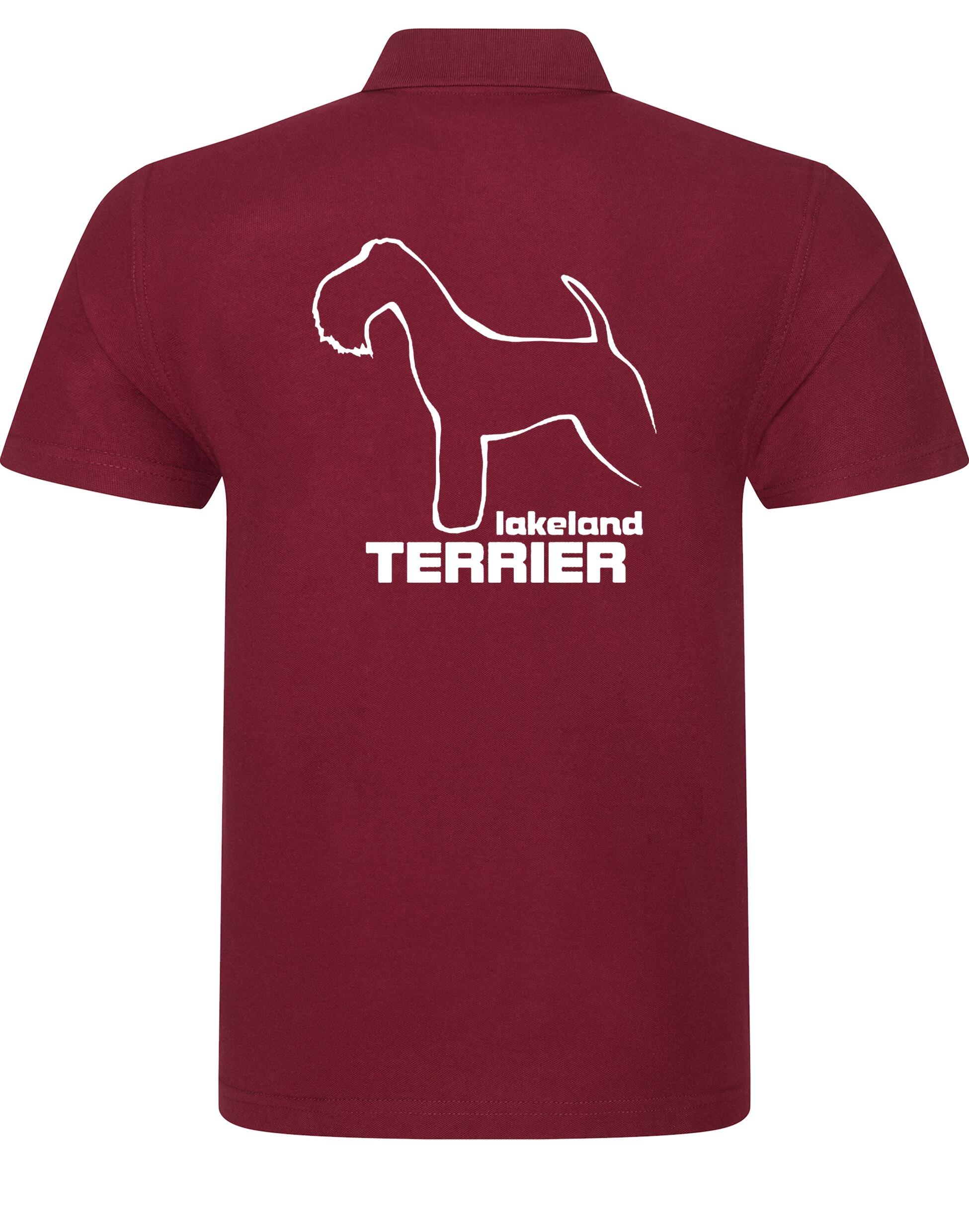 Unisex cotton polo featuring an exclusive Lakeland Terrier design with a relaxed fit.