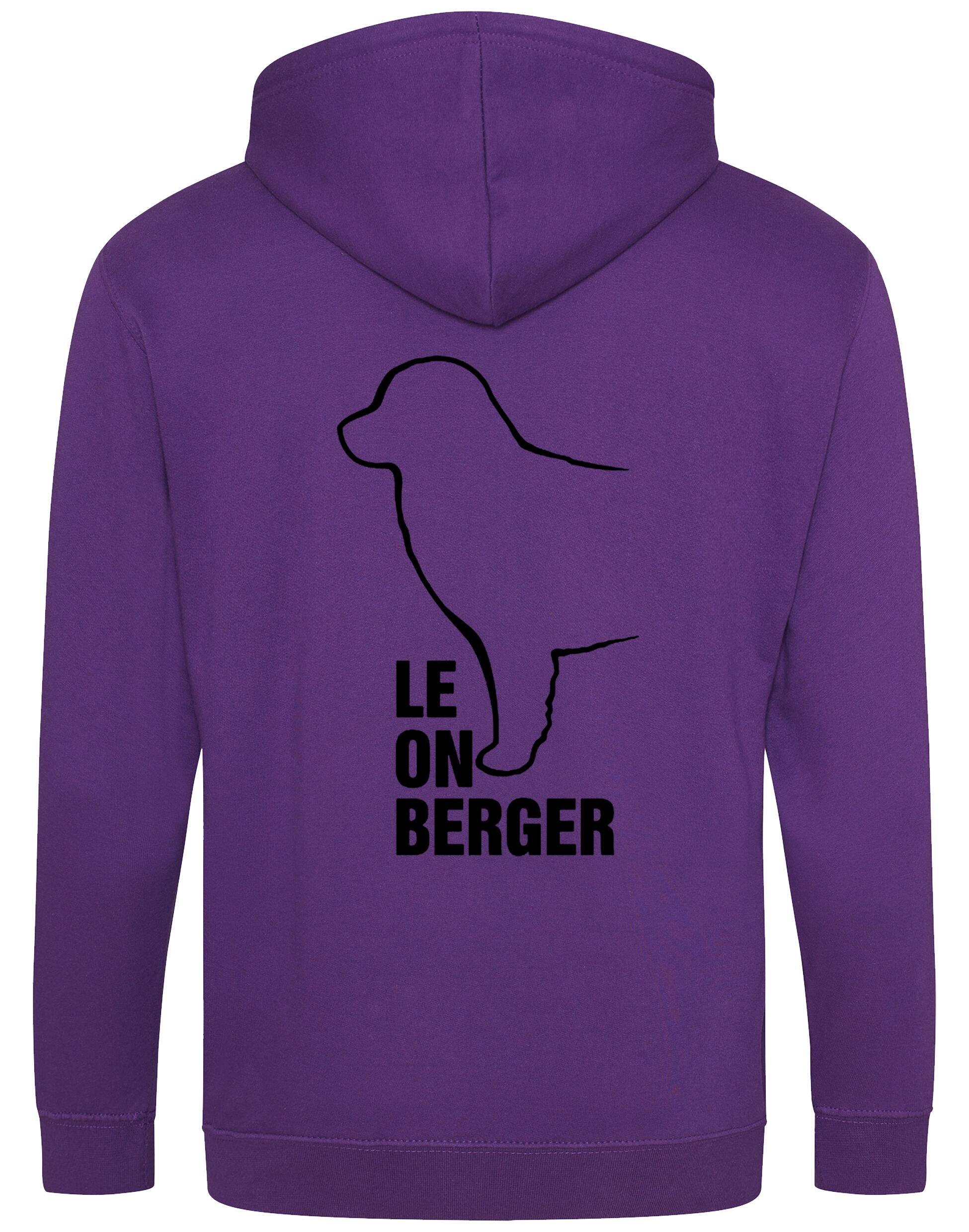 Leonberger zipped hoodie with exclusive breed artwork, personalised details, and practical full-zip design.