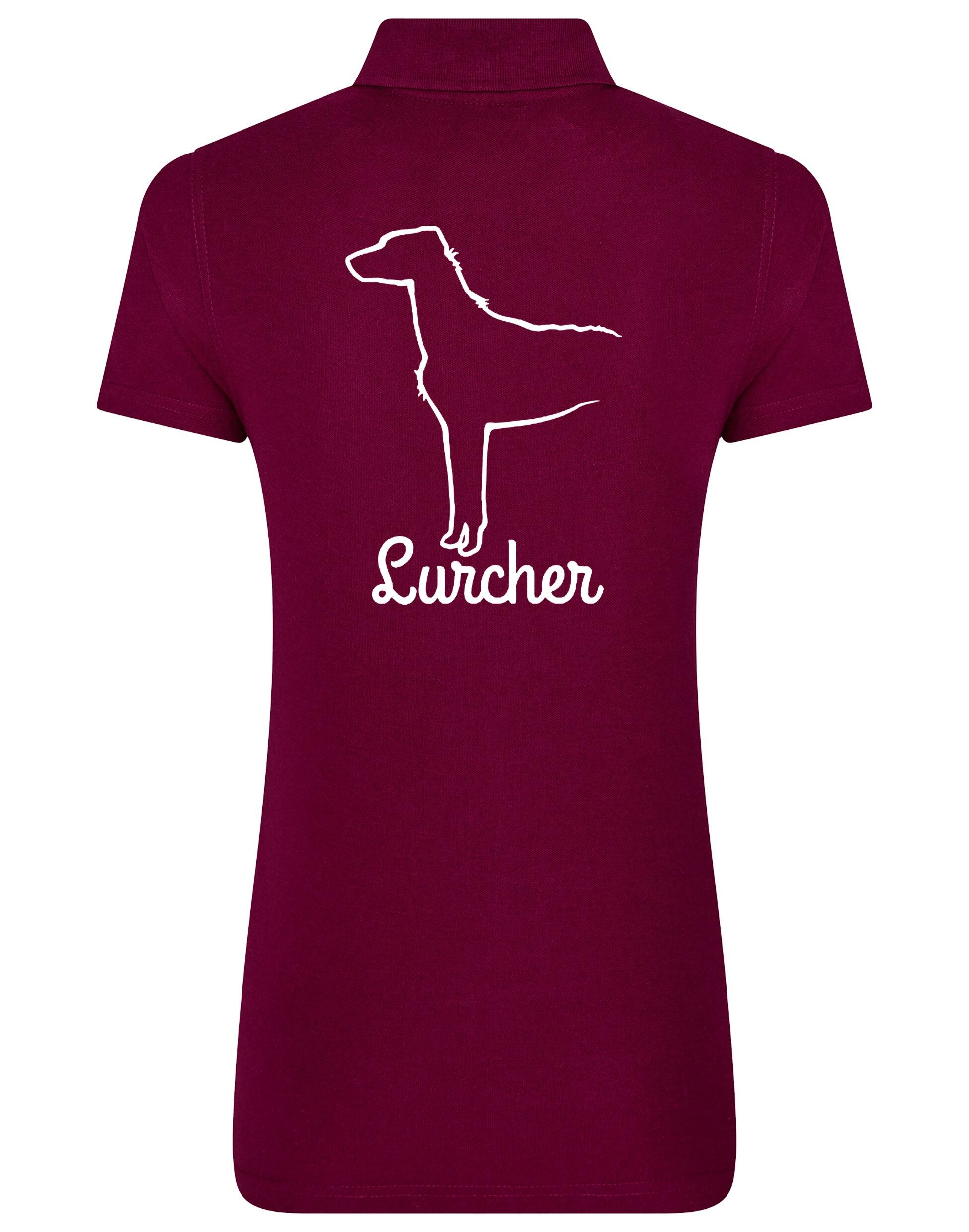 Lurcher Women's Cotton Polo featuring exclusive breed design and soft cotton fabric.