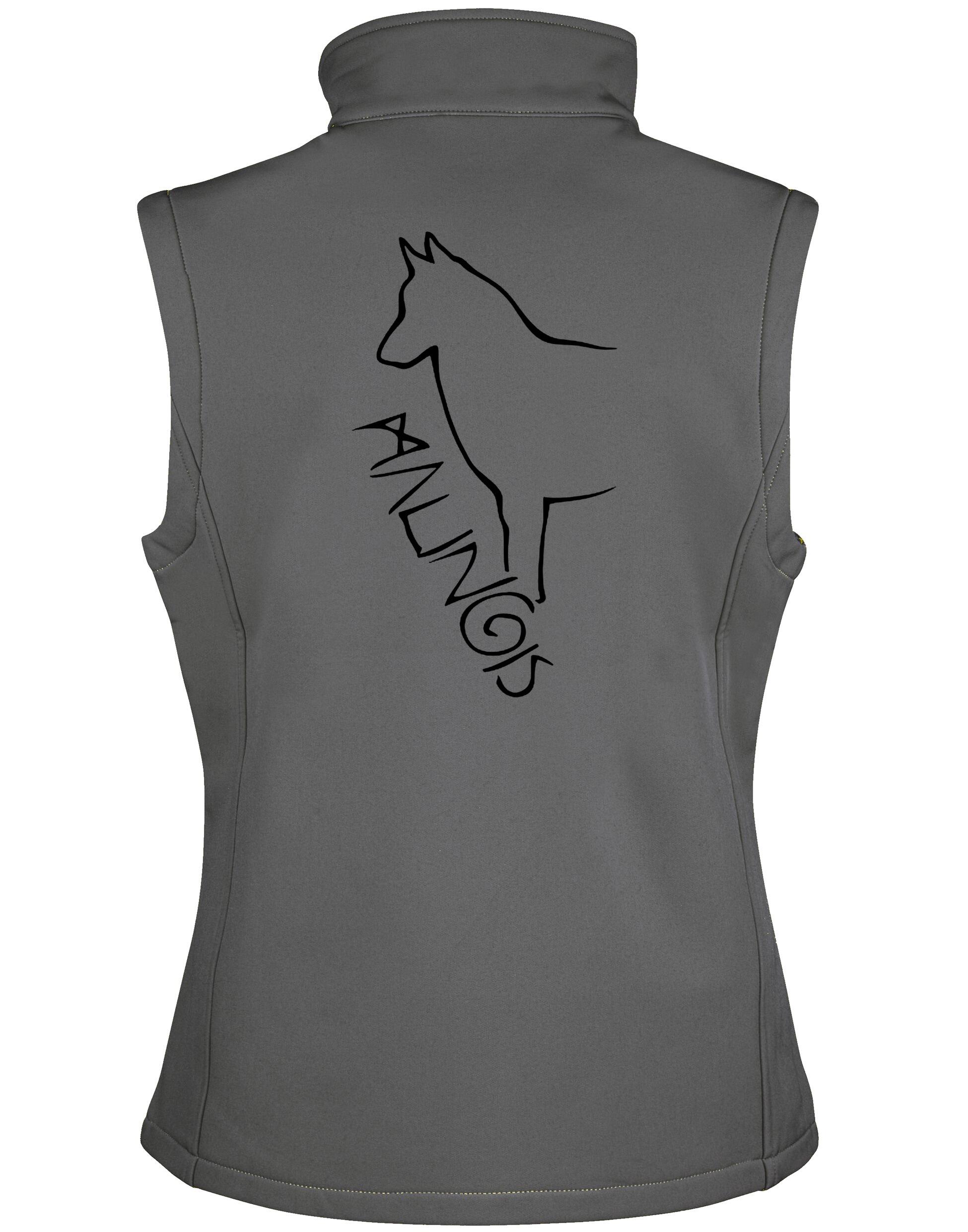 Malinois Women’s Softshell Jacket featuring exclusive breed design and water-resistant fabric.