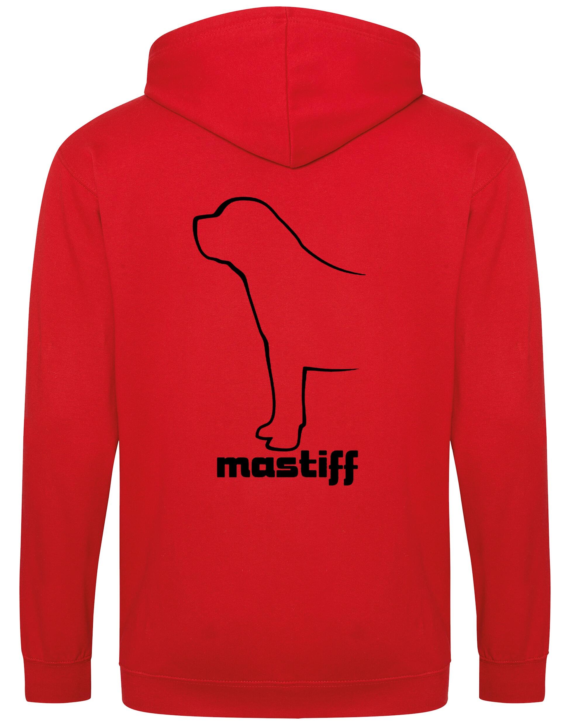 Mastiff Zipped Hoodie featuring exclusive breed artwork, soft fleece lining, and personalised options for dog lovers.