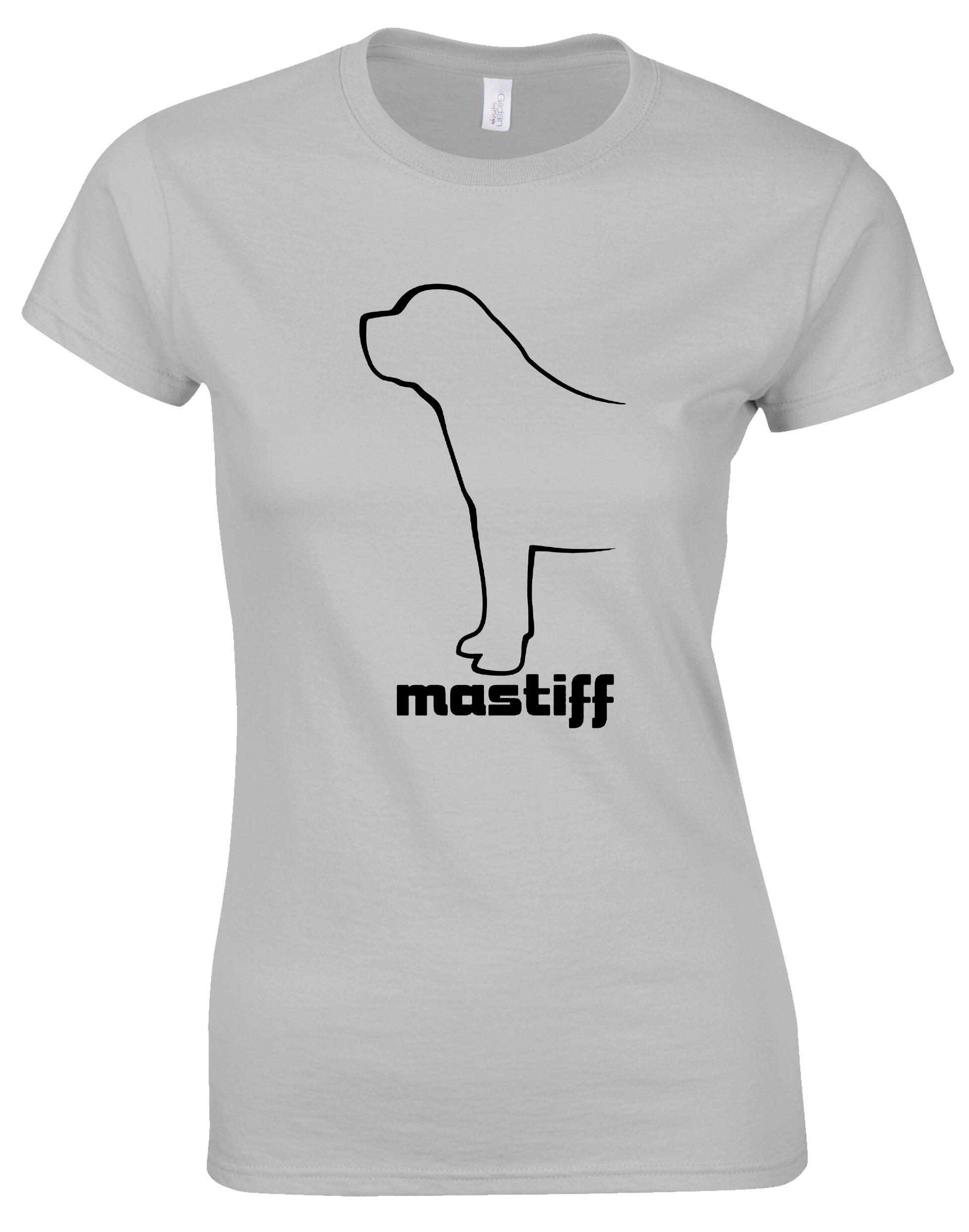 Mastiff Female Roundneck T-shirt featuring exclusive breed artwork and a flattering fit for dog lovers.