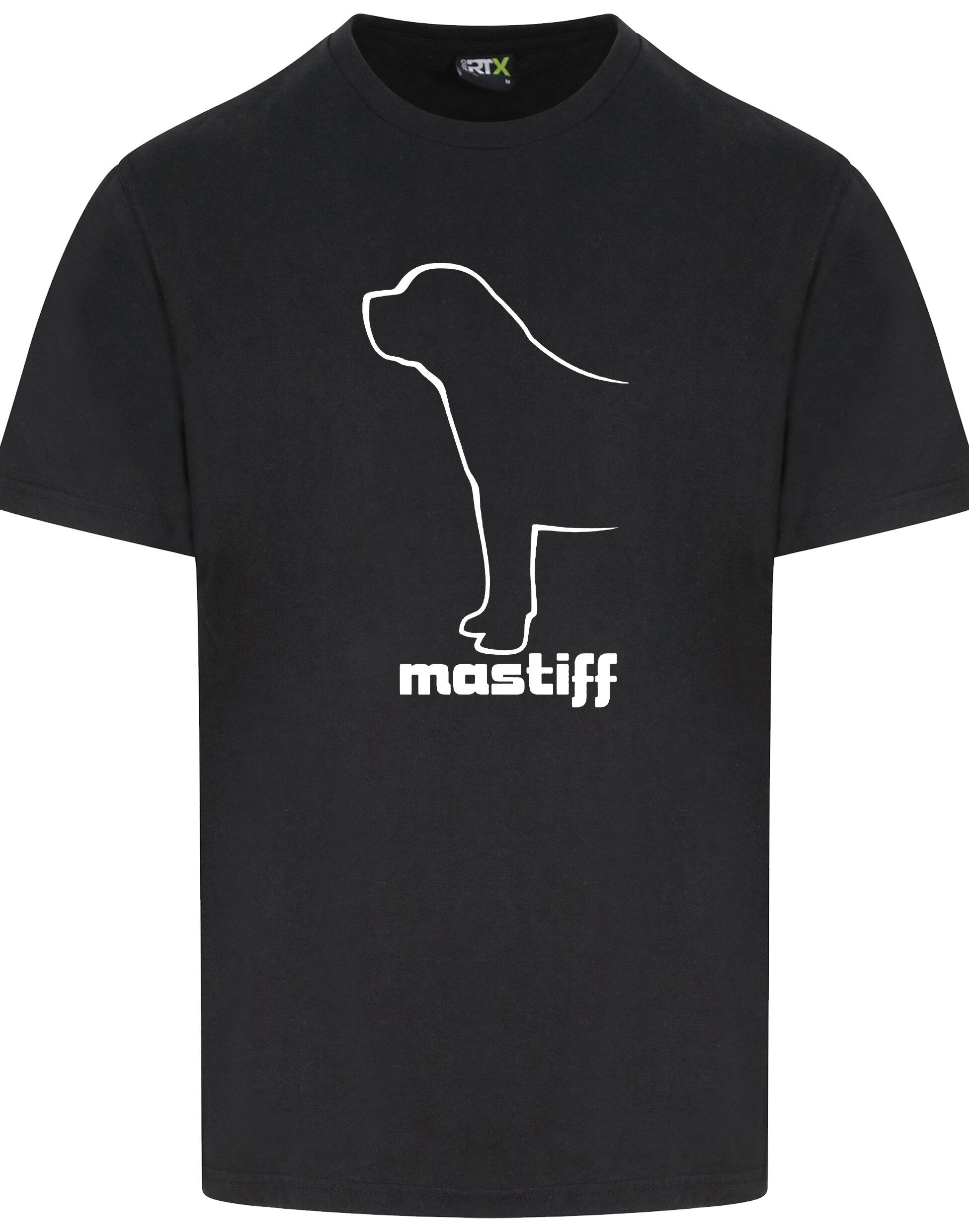 Mastiff Roundneck T-shirt featuring exclusive breed artwork, made from premium cotton for comfort and style.