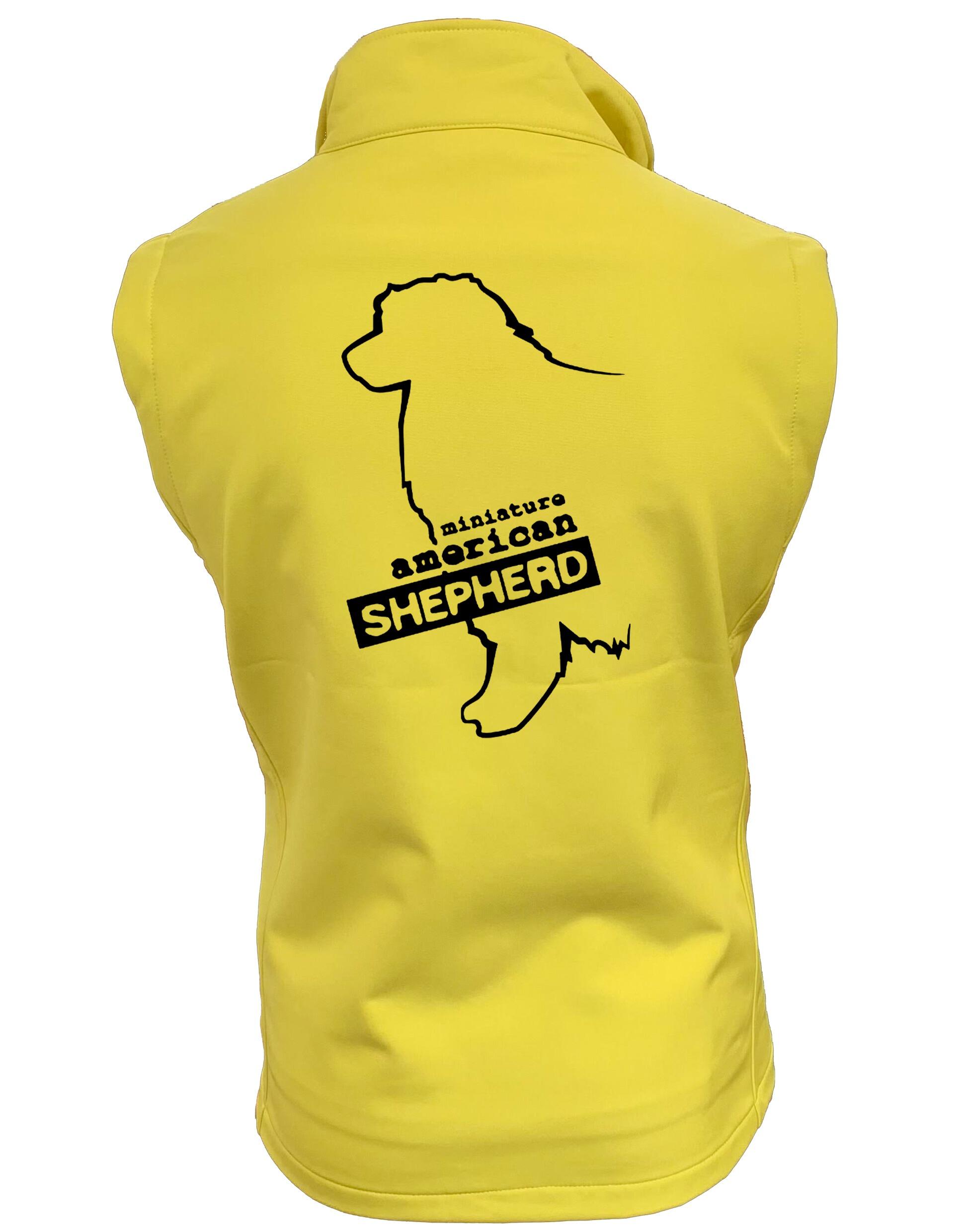 Miniature American Shepherd Softshell Jacket with fleece lining, water-resistant fabric, and exclusive breed artwork for stylish outdoor wear.