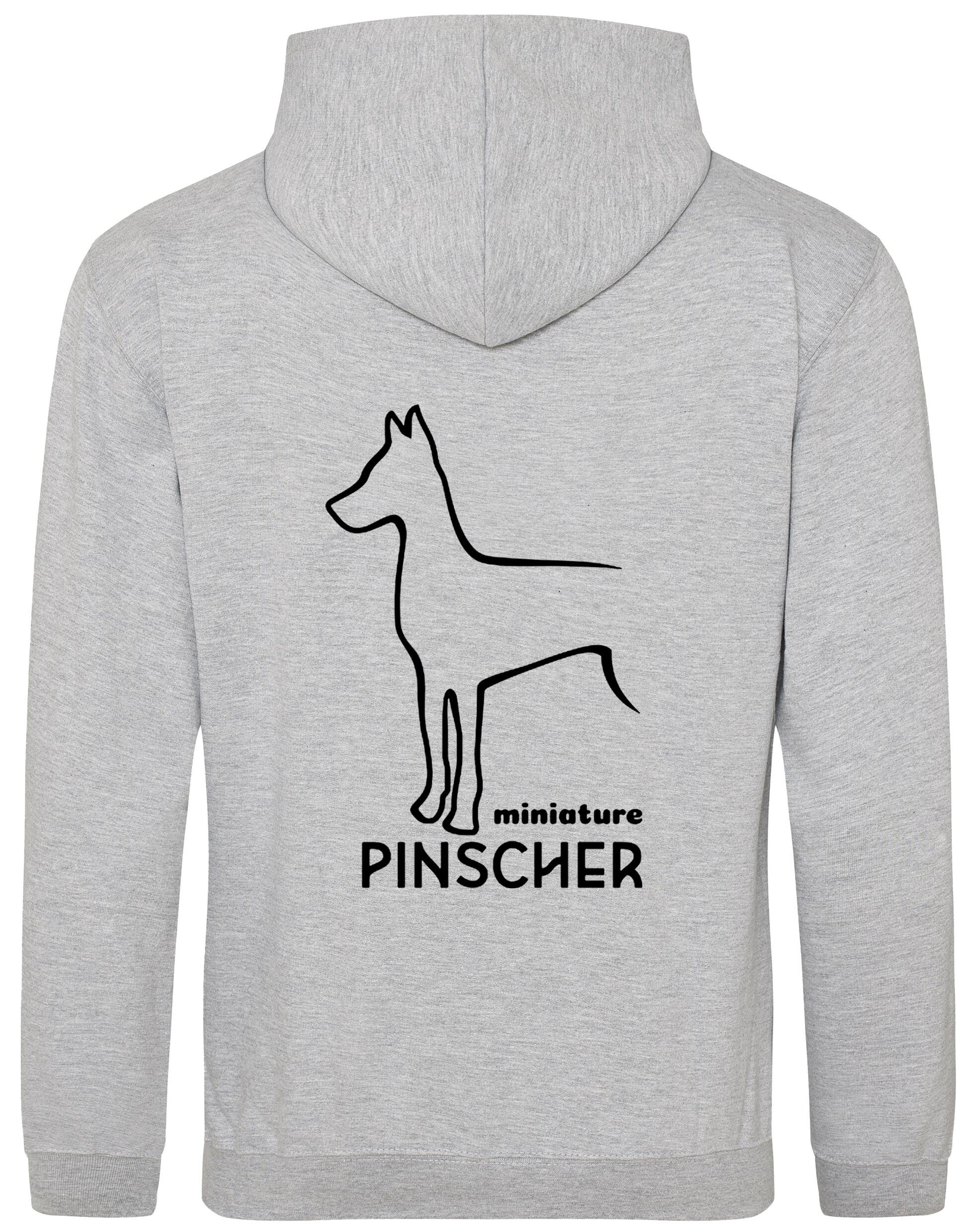Miniature Pinscher Pullover Hoodie with fleece lining, exclusive breed artwork, and personalisation options for stylish comfort.