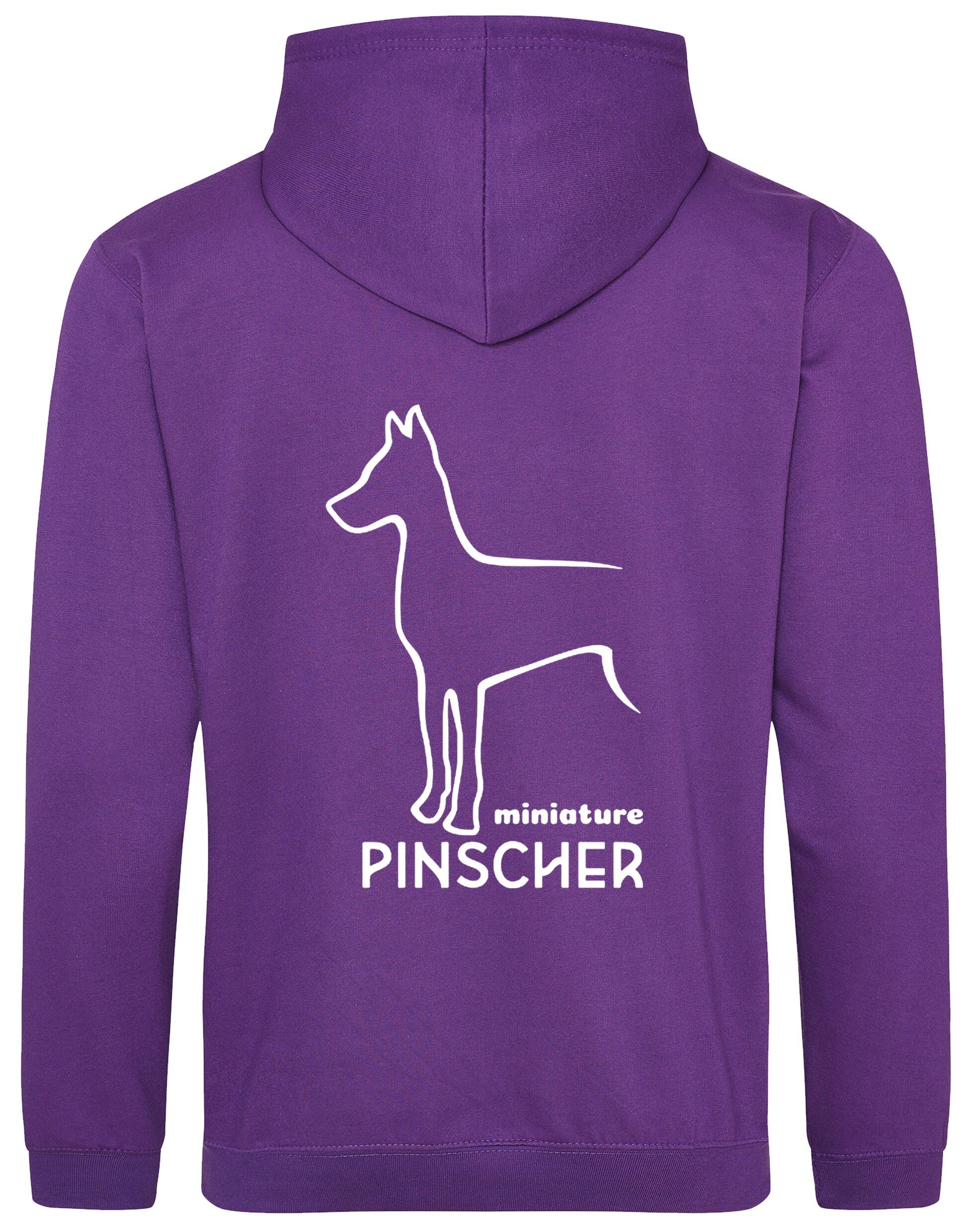 Miniature Pinscher Pullover Hoodie with fleece lining, exclusive breed artwork, and personalisation options for stylish comfort.