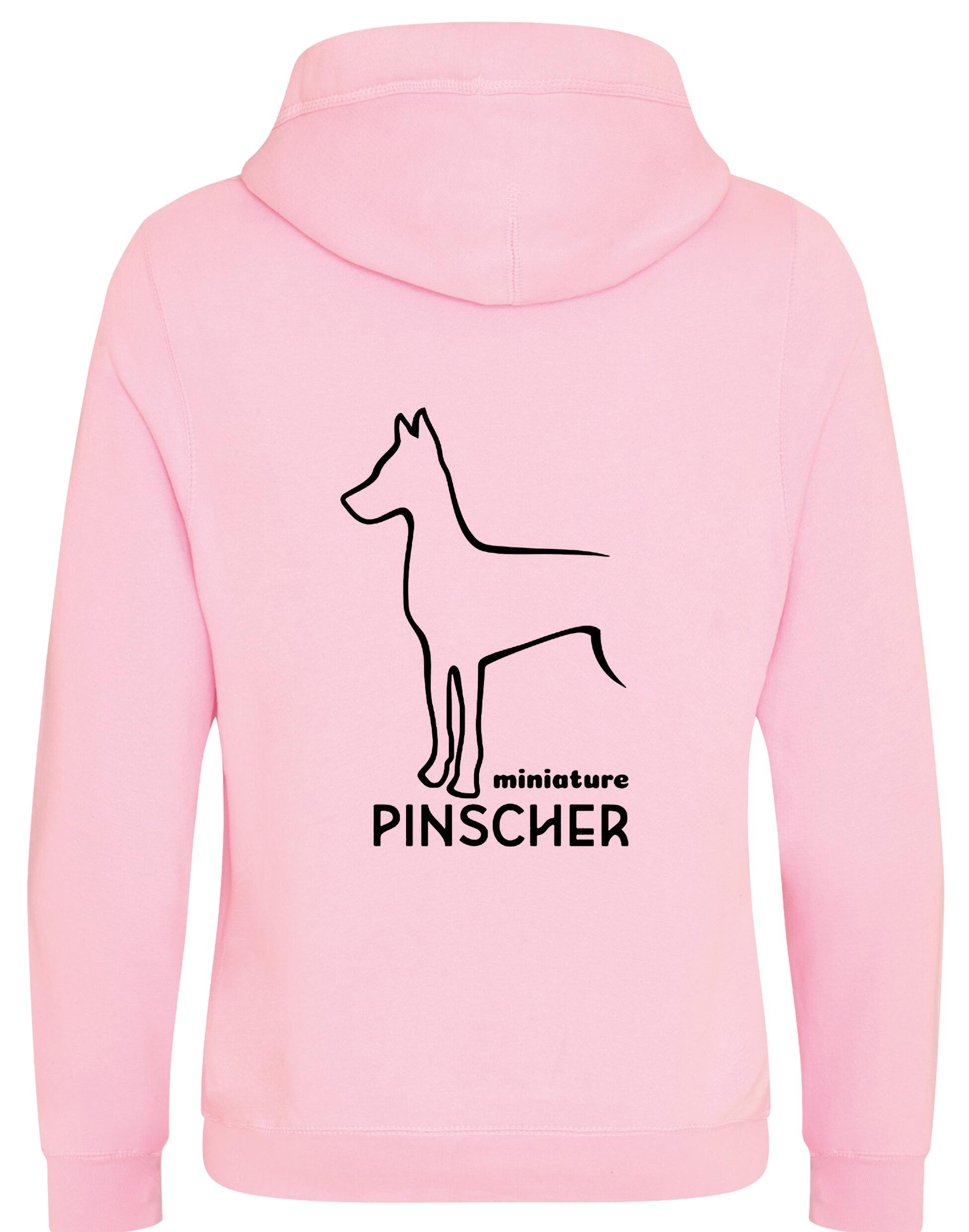 Miniature Pinscher Crossneck Pullover Hoodie with exclusive breed design, soft fleece lining, and modern crossneck style.
