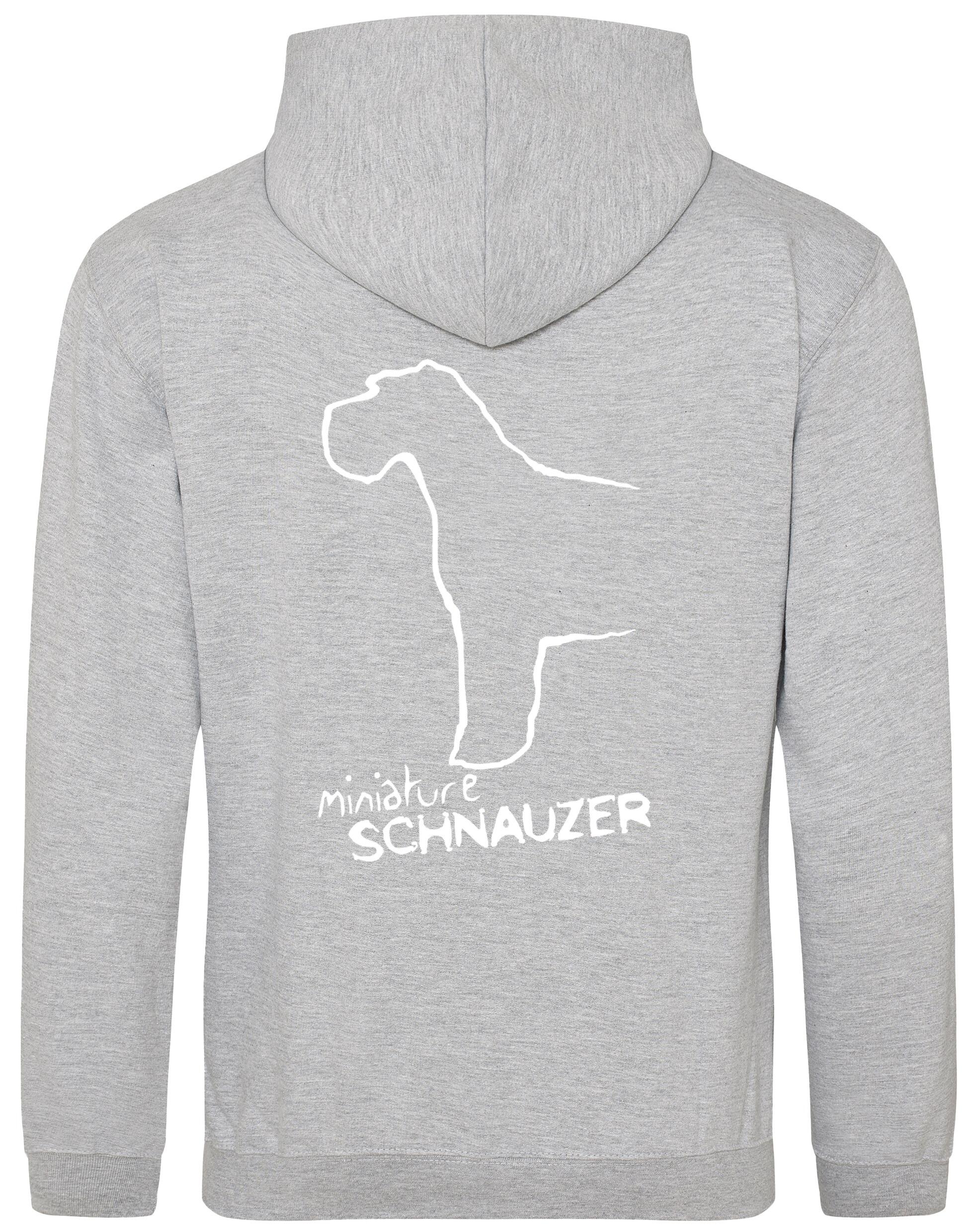 Miniature Schnauzer Pullover Hoodie with exclusive breed artwork, fleece interior, and customisation options for dog lovers.