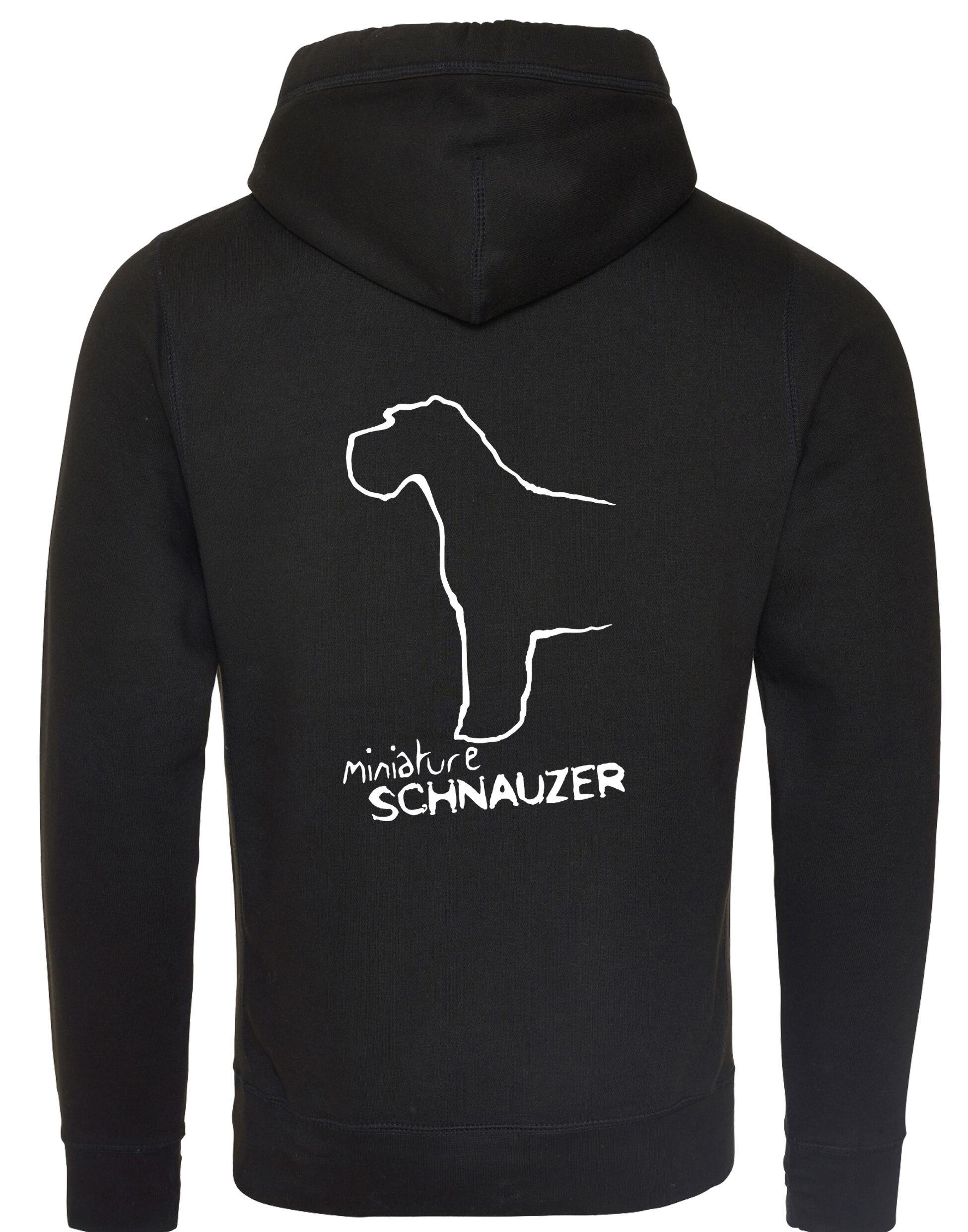 Miniature Schnauzer Crossneck Pullover Hoodie with exclusive breed artwork, modern design, and cosy fleece lining for dog lovers.