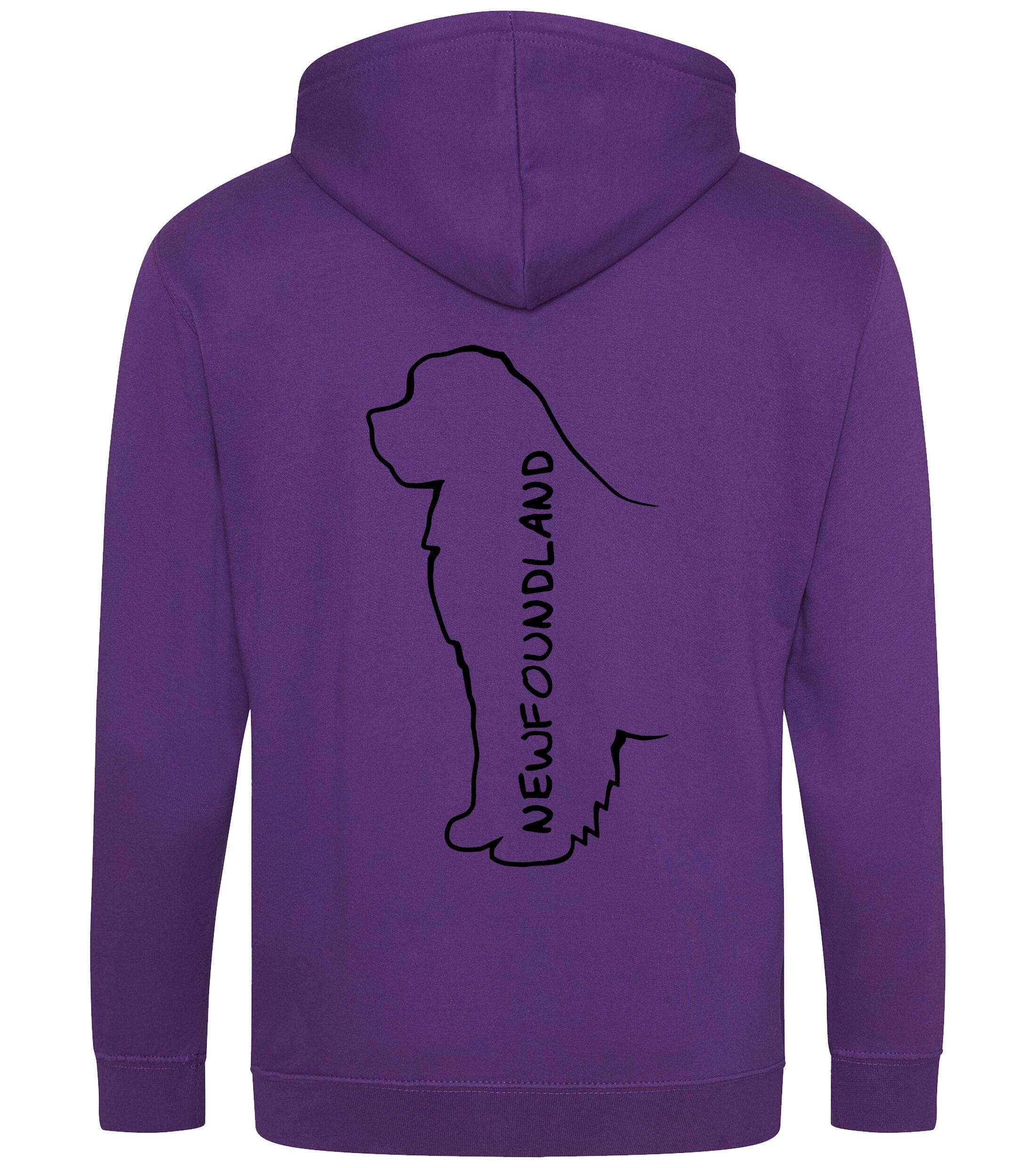 Newfoundland Zipped Hoodie featuring exclusive breed artwork, full-zip design, and customisable details, crafted from durable heavy-blend fabric with a cosy brushed fleece interior.