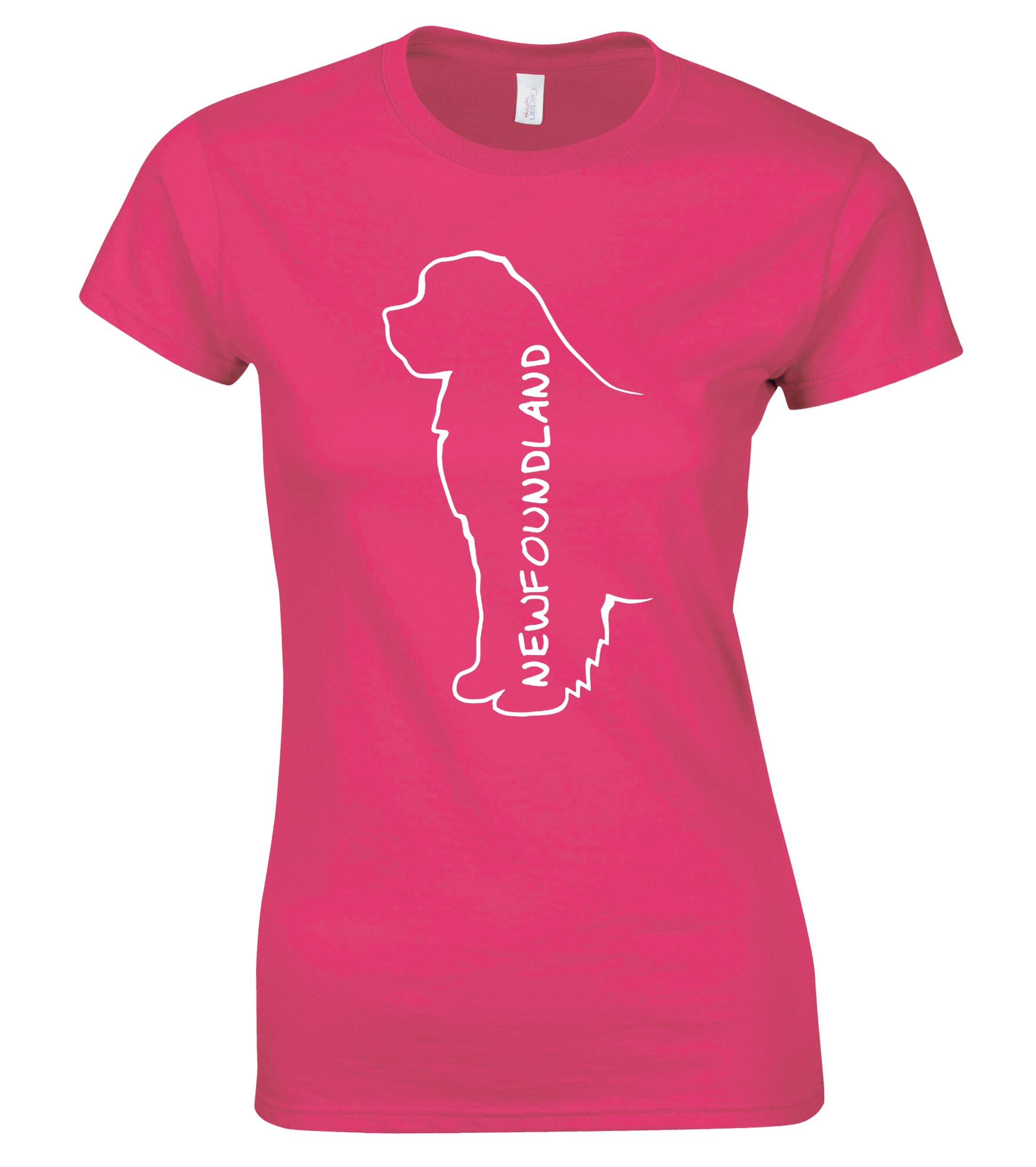 Female Roundneck T-shirt with exclusive Newfoundland breed design, made from soft premium cotton for breathable, all-day comfort, tailored for a flattering fit perfect for dog lovers and casual outings.