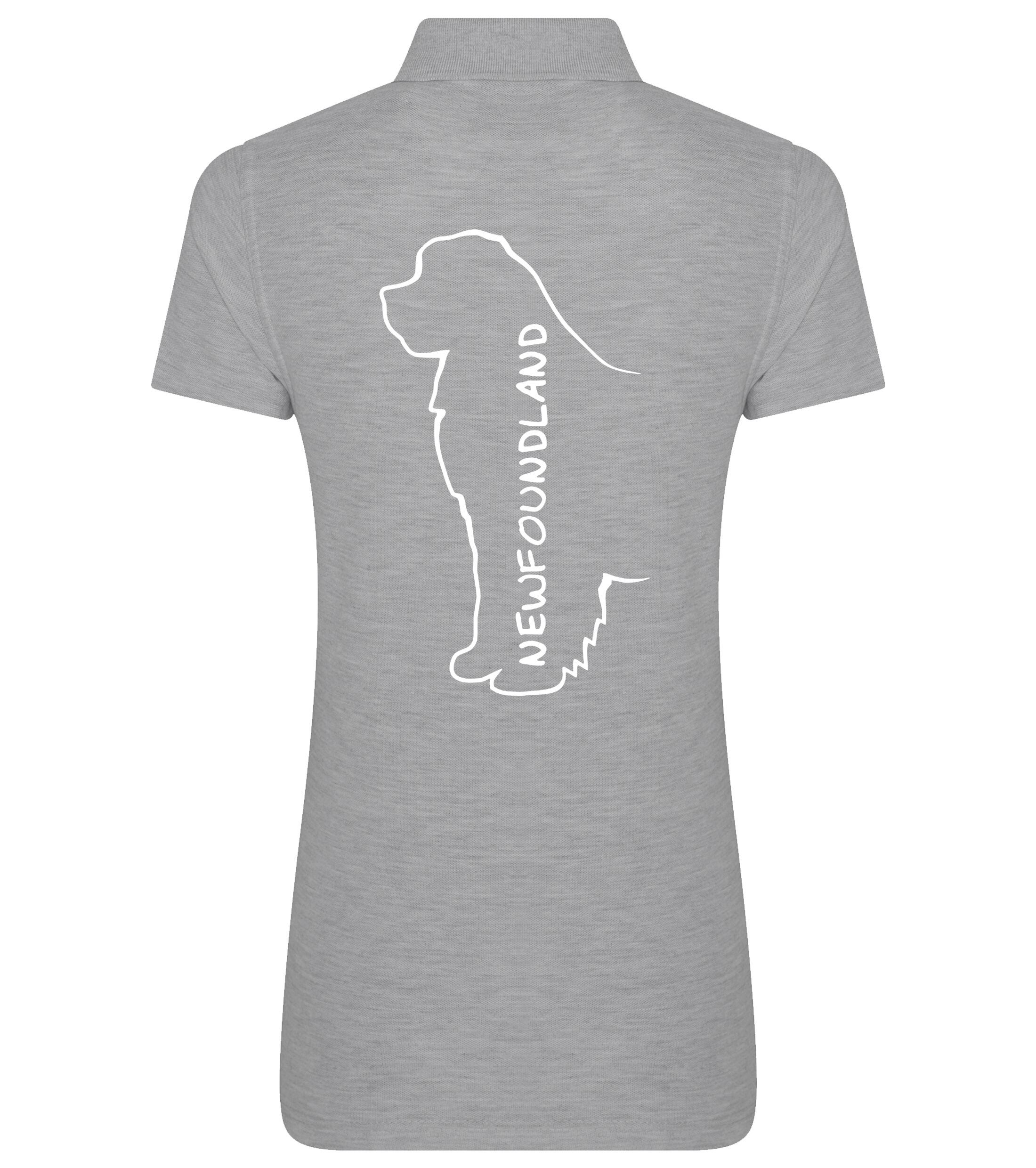 Women's Cotton Polo featuring exclusive Newfoundland dog breed design on the back, crafted from breathable, soft premium cotton with a flattering feminine fit, perfect for casual outings, dog events, and everyday comfort.