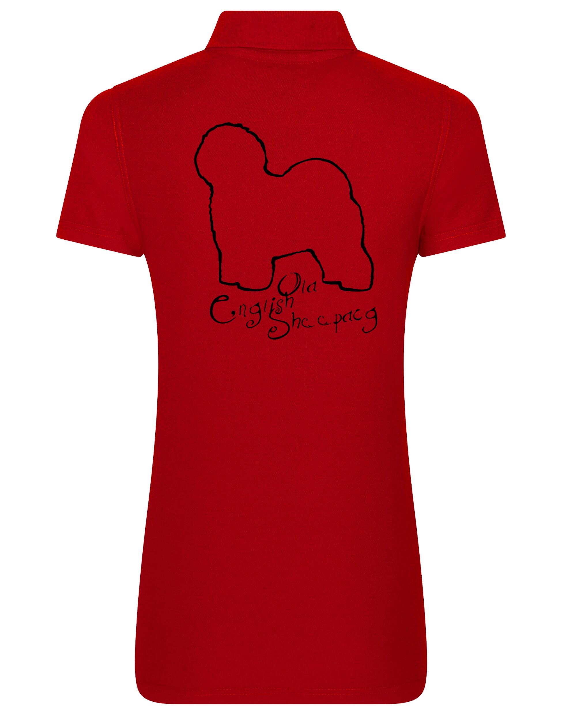 Old English Sheepdog Women's Cotton Polo – lightweight, breathable cotton, feminine fit, and exclusive breed artwork. A chic and comfortable choice for dog lovers.