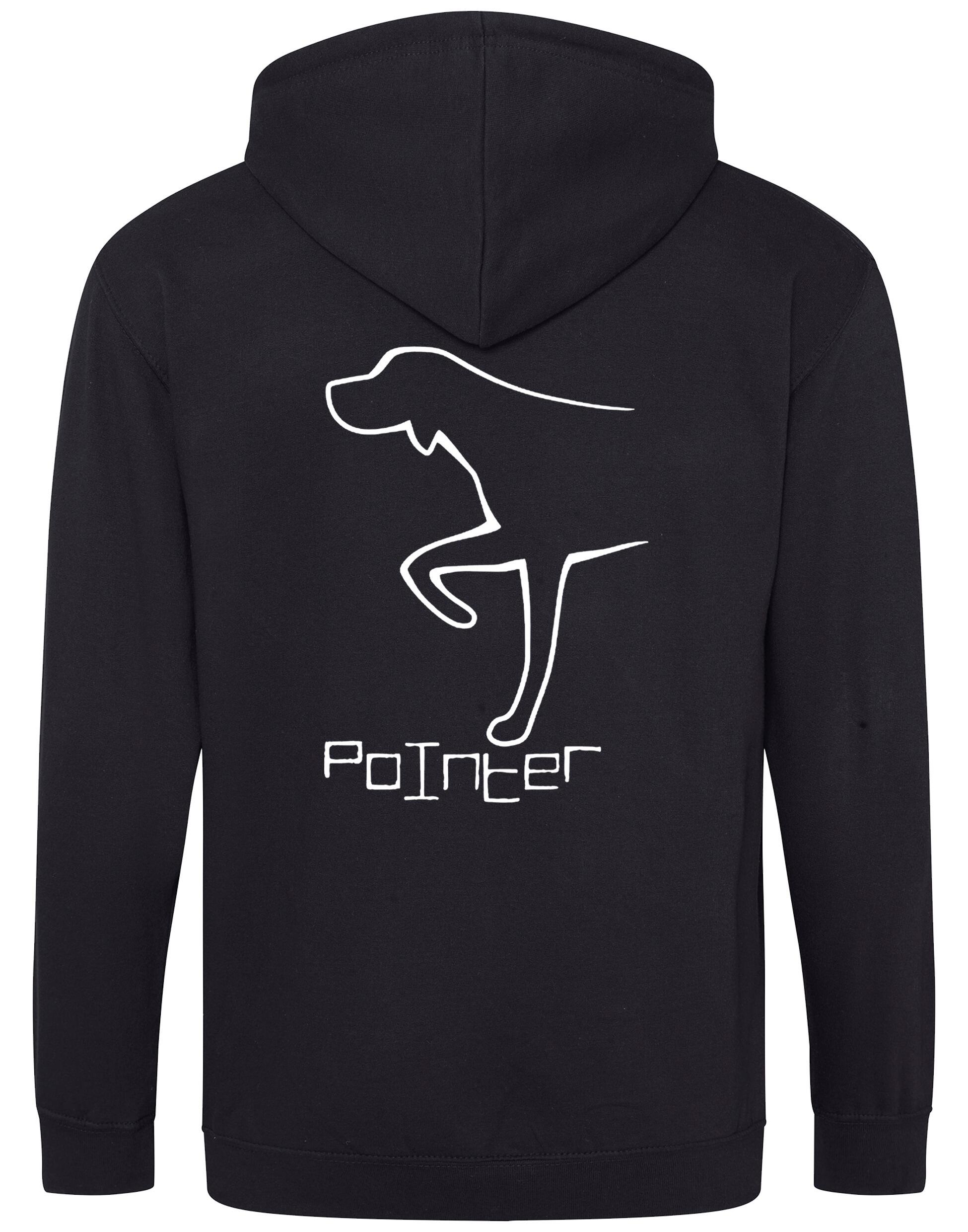 Pointer Zipped Hoodie – breathable, heavy-blend hoodie with full-zip closure, front pockets, double-fabric hood, and exclusive Pointer artwork, perfect for breed lovers and outdoor enthusiasts.