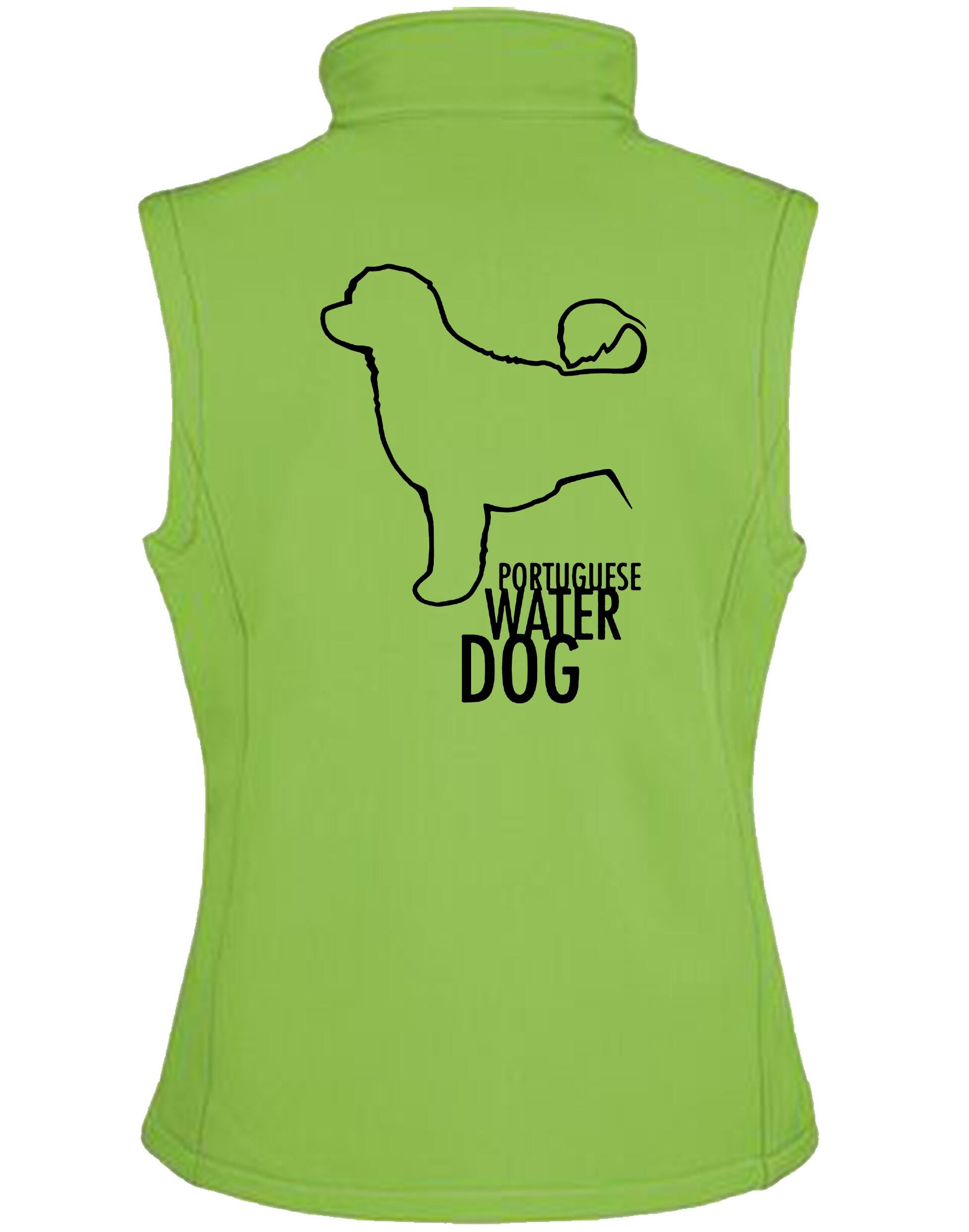 Unisex Portuguese Water Dog Softshell Jacket showcasing durable, water-resistant fabric, cozy fleece lining, and exclusive artwork celebrating the breed’s agility and charm.