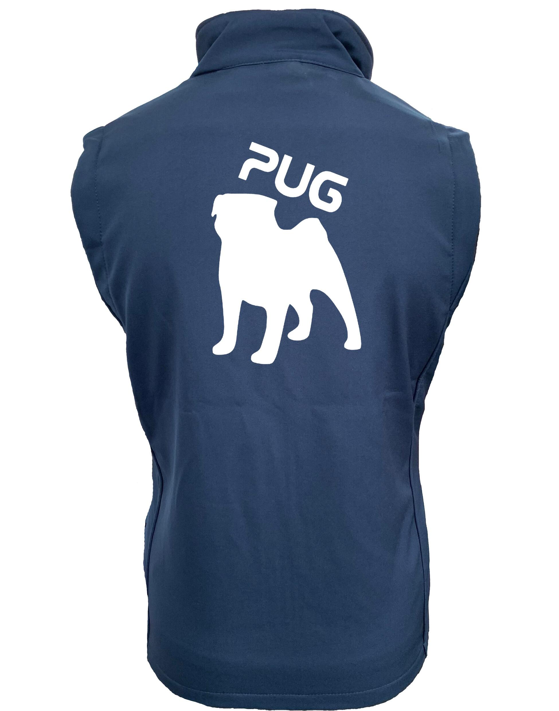 Unisex Pug (Silhouette) Softshell Jacket featuring exclusive silhouette artwork, crafted from premium water-resistant fabric with a cozy fleece lining, designed for stylish outdoor comfort.