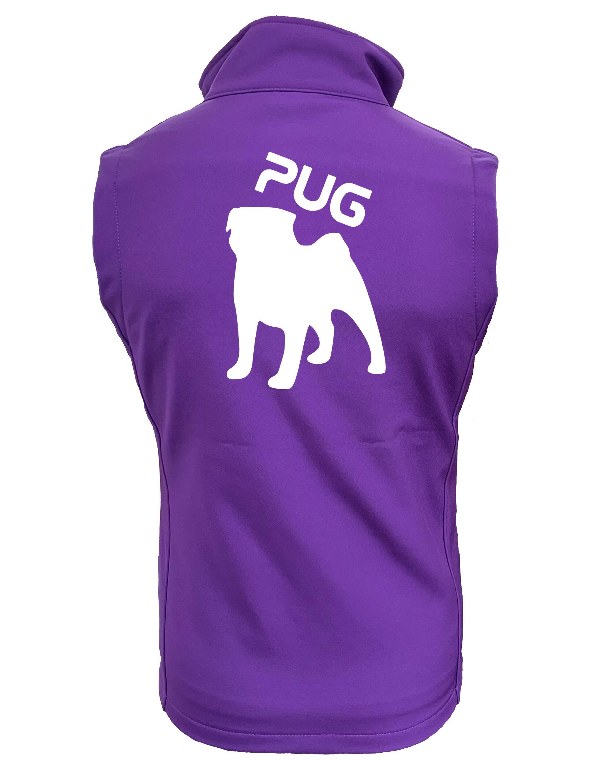Women's Pug (Silhouette) Softshell Jacket featuring exclusive silhouette artwork, crafted from premium water-resistant fabric with a cozy fleece lining, designed for stylish, practical outdoor wear for Pug lovers.