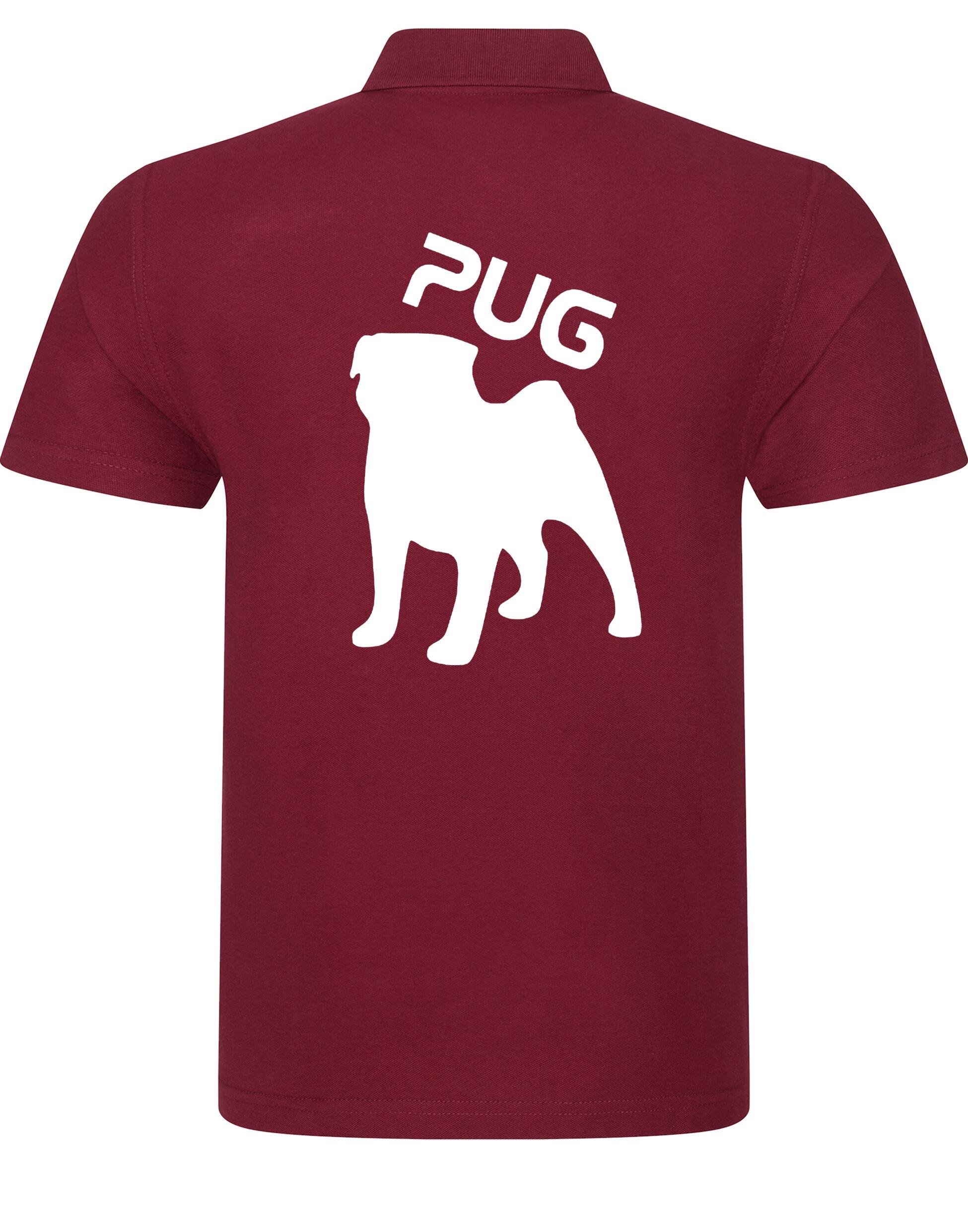 Unisex Pug (Silhouette) Cotton Polo featuring exclusive silhouette artwork, crafted from premium breathable cotton for all-day comfort and a relaxed, stylish fit, perfect for Pug enthusiasts.