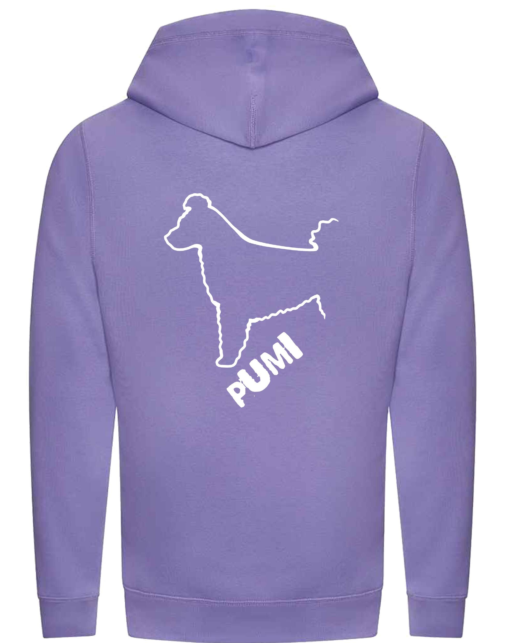 Unisex Hungarian Pumi Crossneck Pullover Hoodie featuring exclusive breed artwork, crafted from premium heavy-blend fabric with a cozy brushed fleece interior, a spacious kangaroo pocket, and a modern crossneck design for stylish, comfortable outdoor wear.