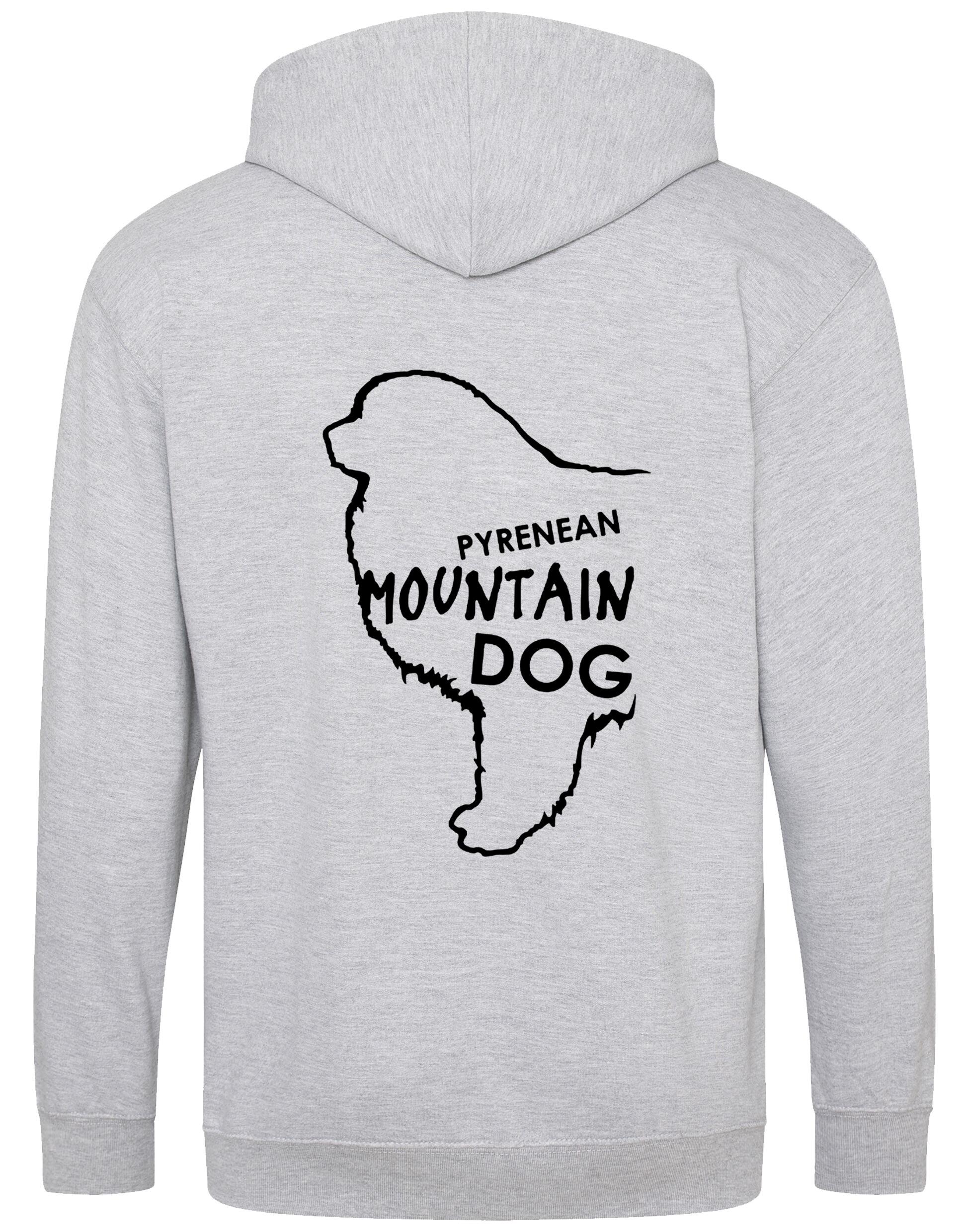 Unisex Pyrenean Mountain Dog Zipped Hoodie featuring exclusive breed artwork with personalization options, crafted from premium heavy-blend fabric with a cozy brushed fleece interior, full-zip closure, and kangaroo pocket for stylish, versatile outdoor wear.