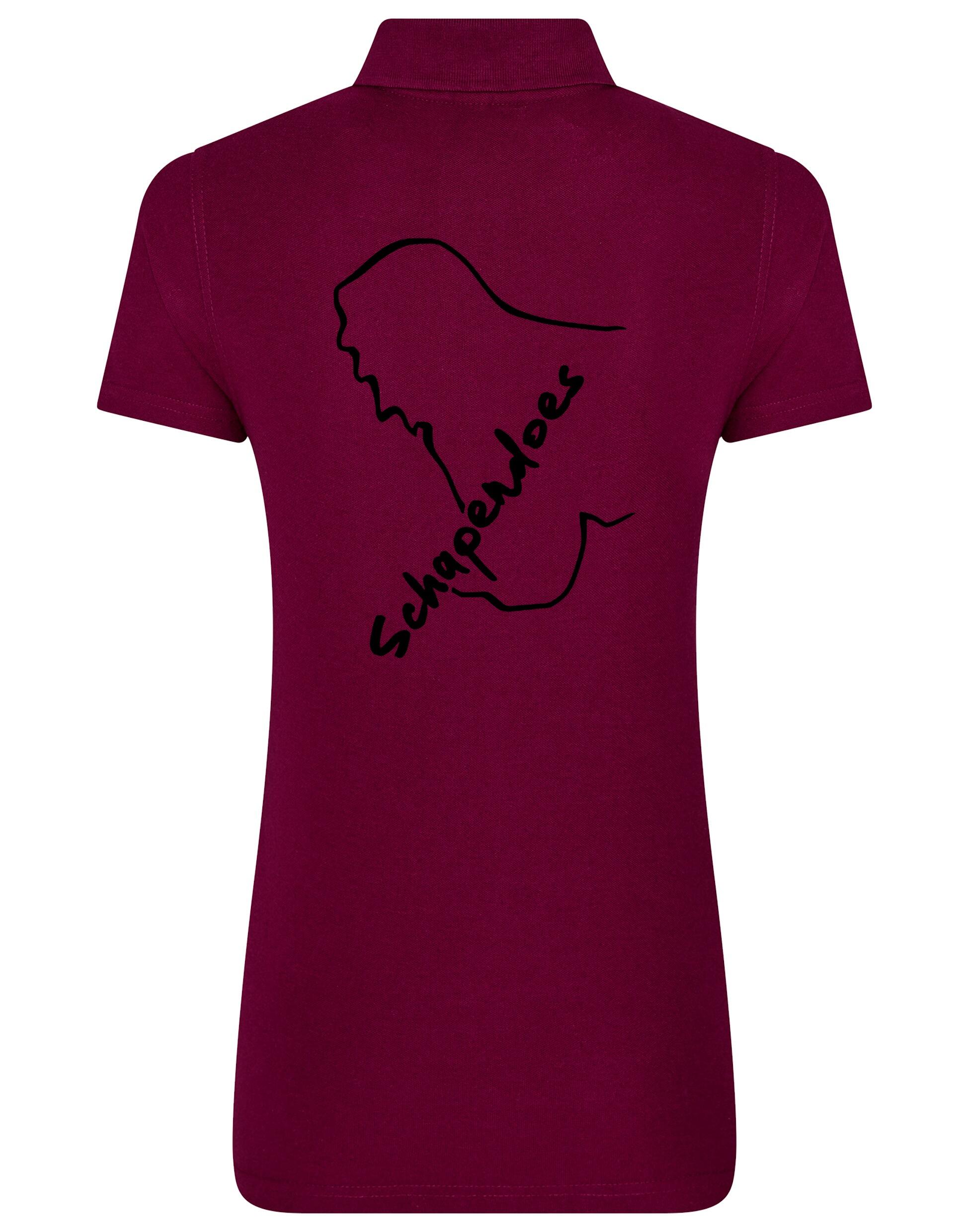 Schapendoes Women's Cotton Polo featuring exclusive Schapendoes artwork, breathable fabric, and flattering feminine fit, ideal for dog lovers.