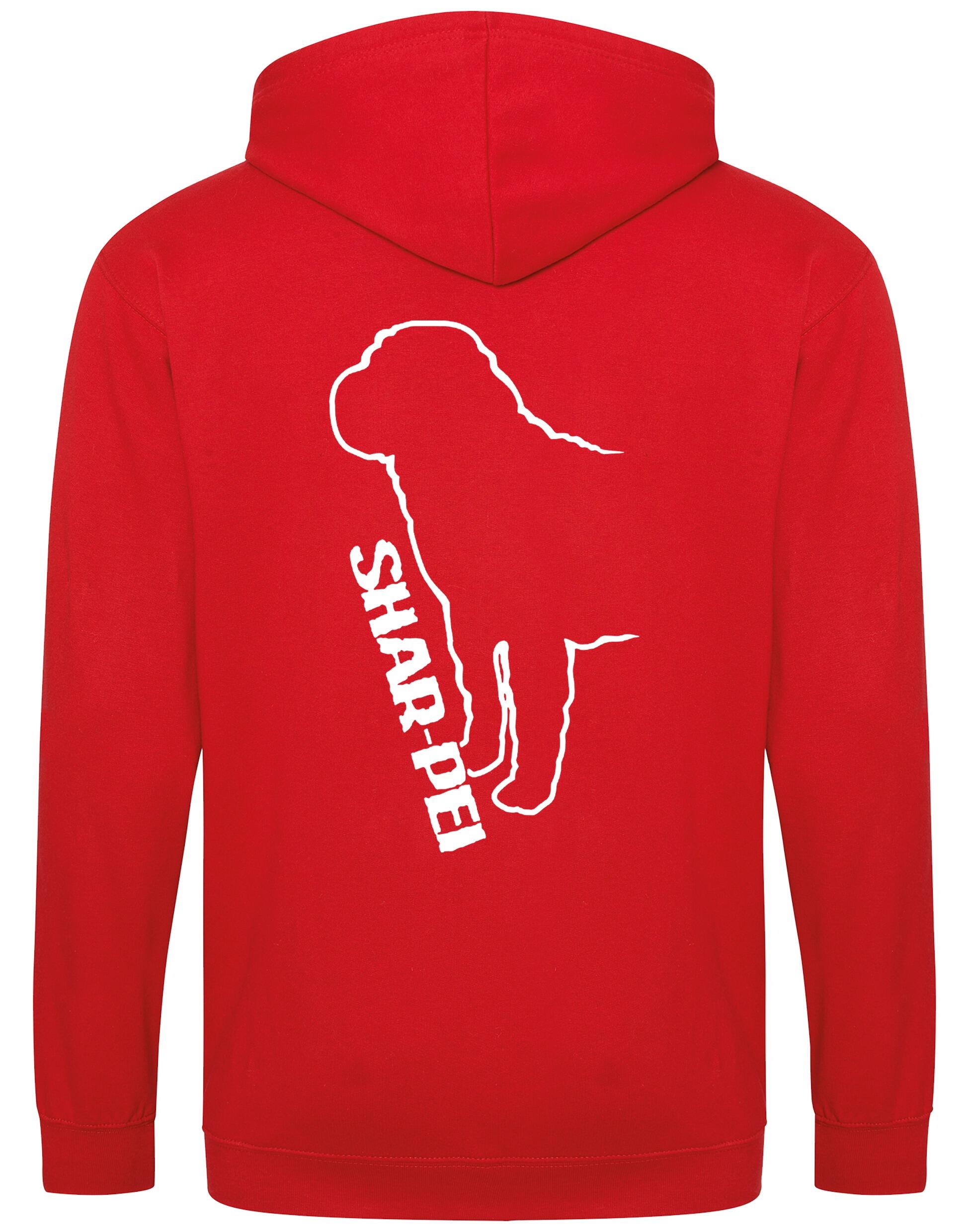 Shar Pei Zipped Hoodie featuring exclusive breed artwork and customizable options.