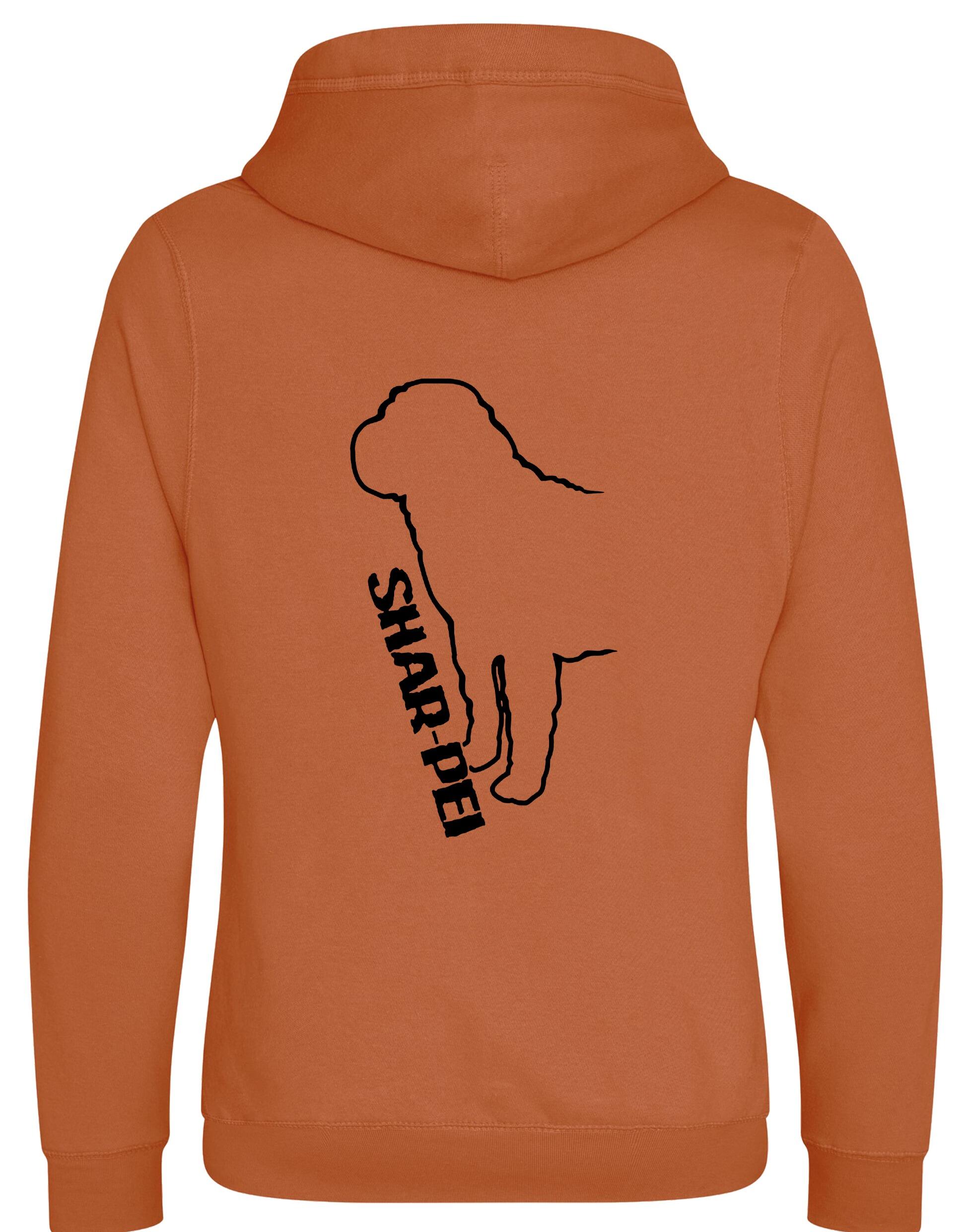 Unisex Crossneck Pullover Hoodie featuring exclusive Shar Pei breed artwork, modern crossneck design, and kangaroo pocket.