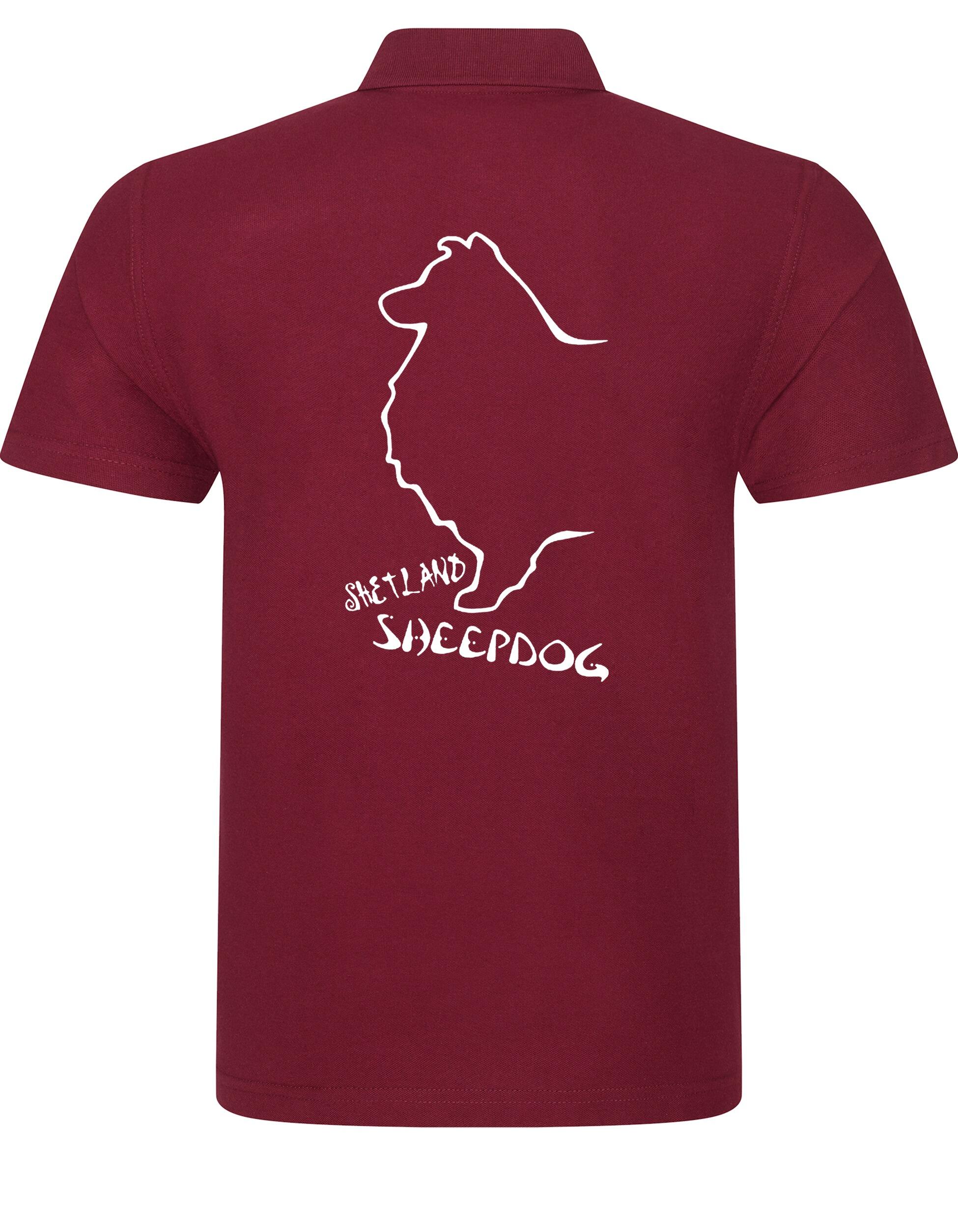 Unisex Cotton Polo featuring exclusive Shetland Sheepdog artwork on the back